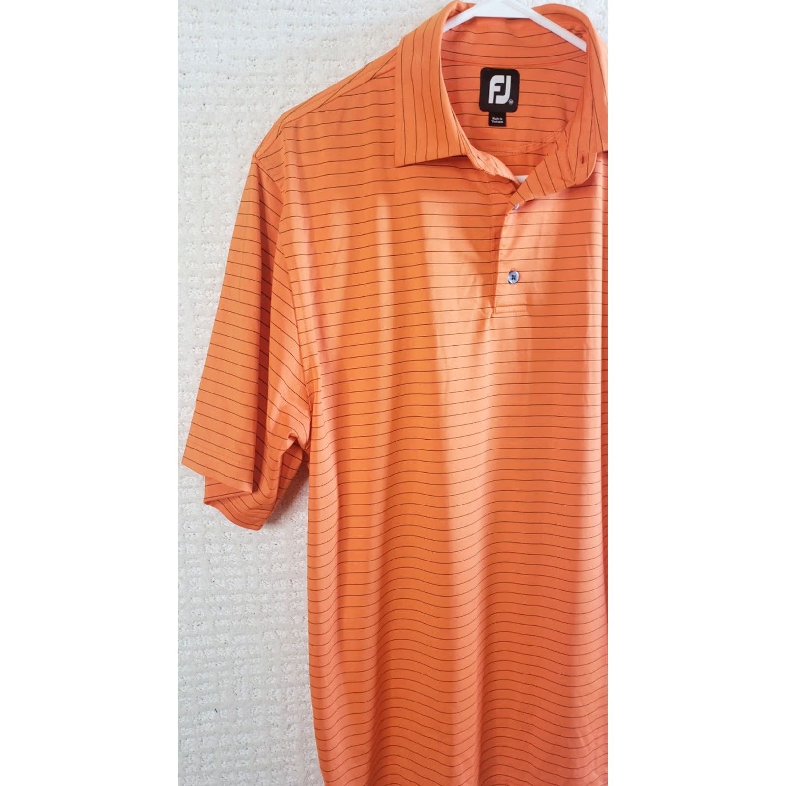 Footjoy FootJoy Polo Shirt Mens Medium Orange Black Striped Golfing Outdoor FJ Back Logo Casual Golf Apparel Size US M / EU 48-50 / 2 - 4 Thumbnail