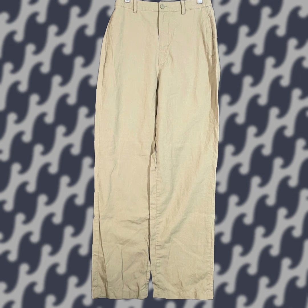 Uniqlo VINTAGE Uniqlo Women Beige Linen Blend High Rise Pants Baggy XS Waist 24–25 Chino Womens XS Beige Khaki Size 26" / US 2 / IT 38 - 1 Thumbnail