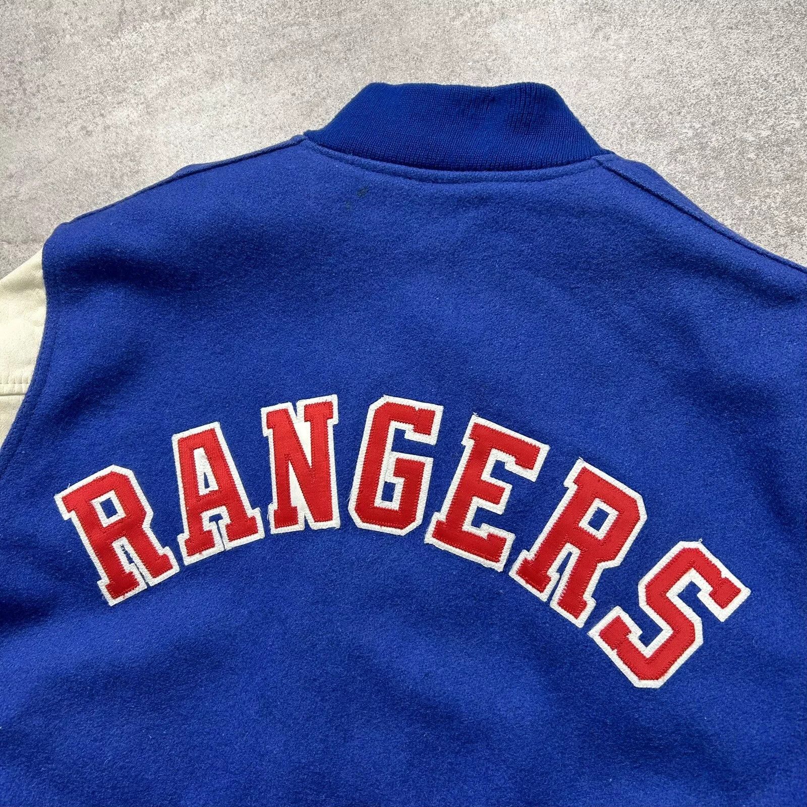 Chalk Line × NHL × Vintage NEW YORK RANGERS VARSITY JACKET LETTERMAN SPELL OUT Size US M / EU 48-50 / 2 - 3 Thumbnail