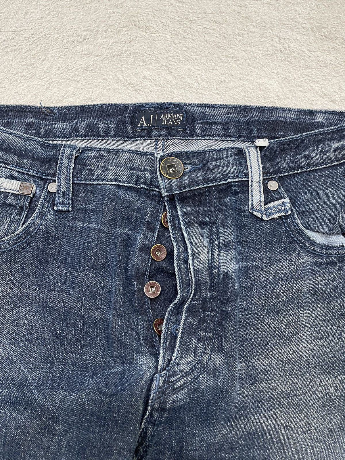 Giorgio Armani 00s Armani Mudwash Denim Button Fly Y2K Size US 35 - 3 Thumbnail