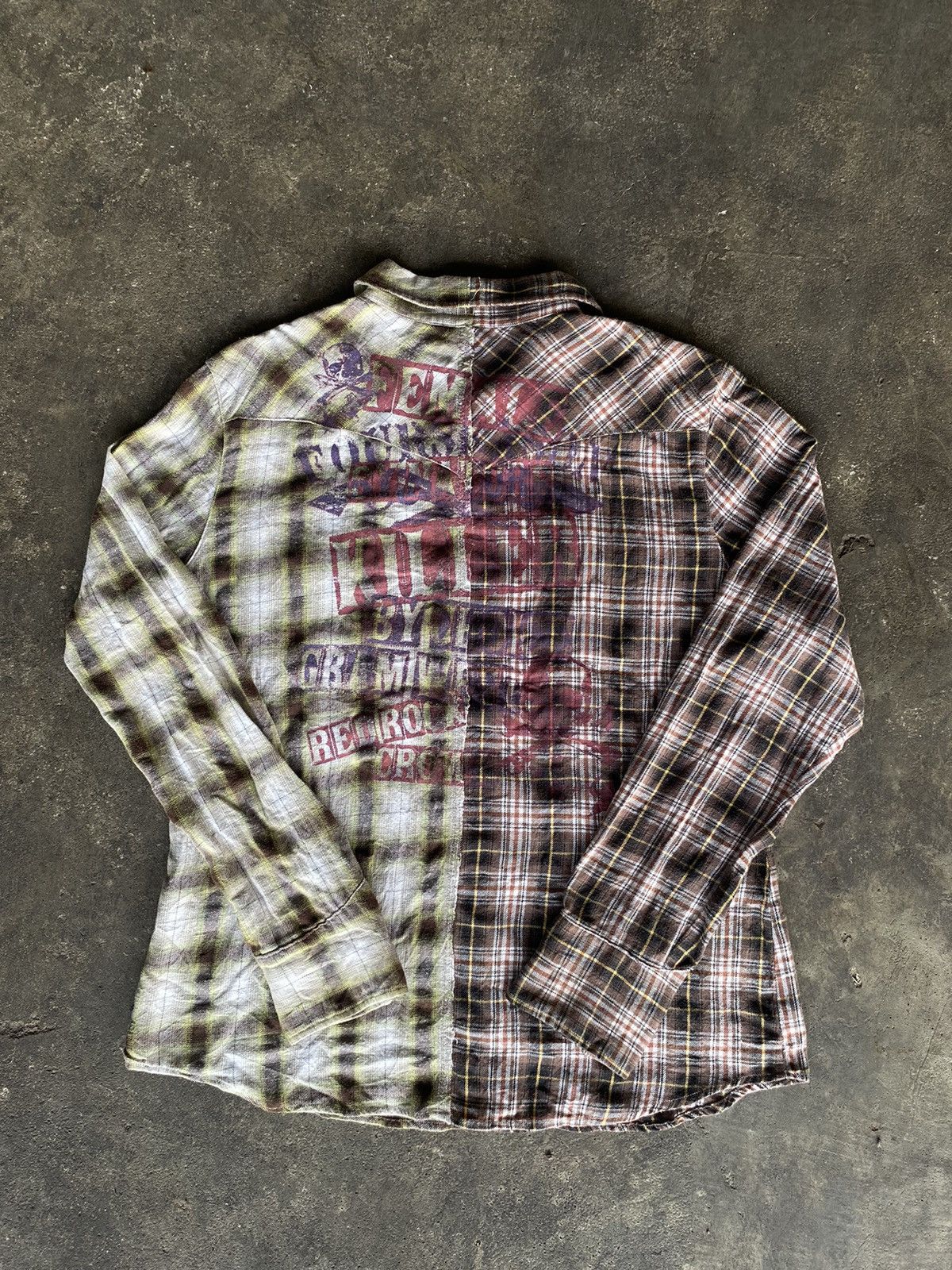 14th Addiction はらい 赤黒チェック ロングシャツ