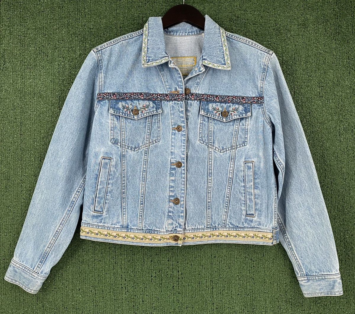 Liz Claiborne VTG Y2K Liz Claiborne Floral Jean Jacket Medium Cropped Size M / US 6-8 / IT 42-44 - 1 Thumbnail