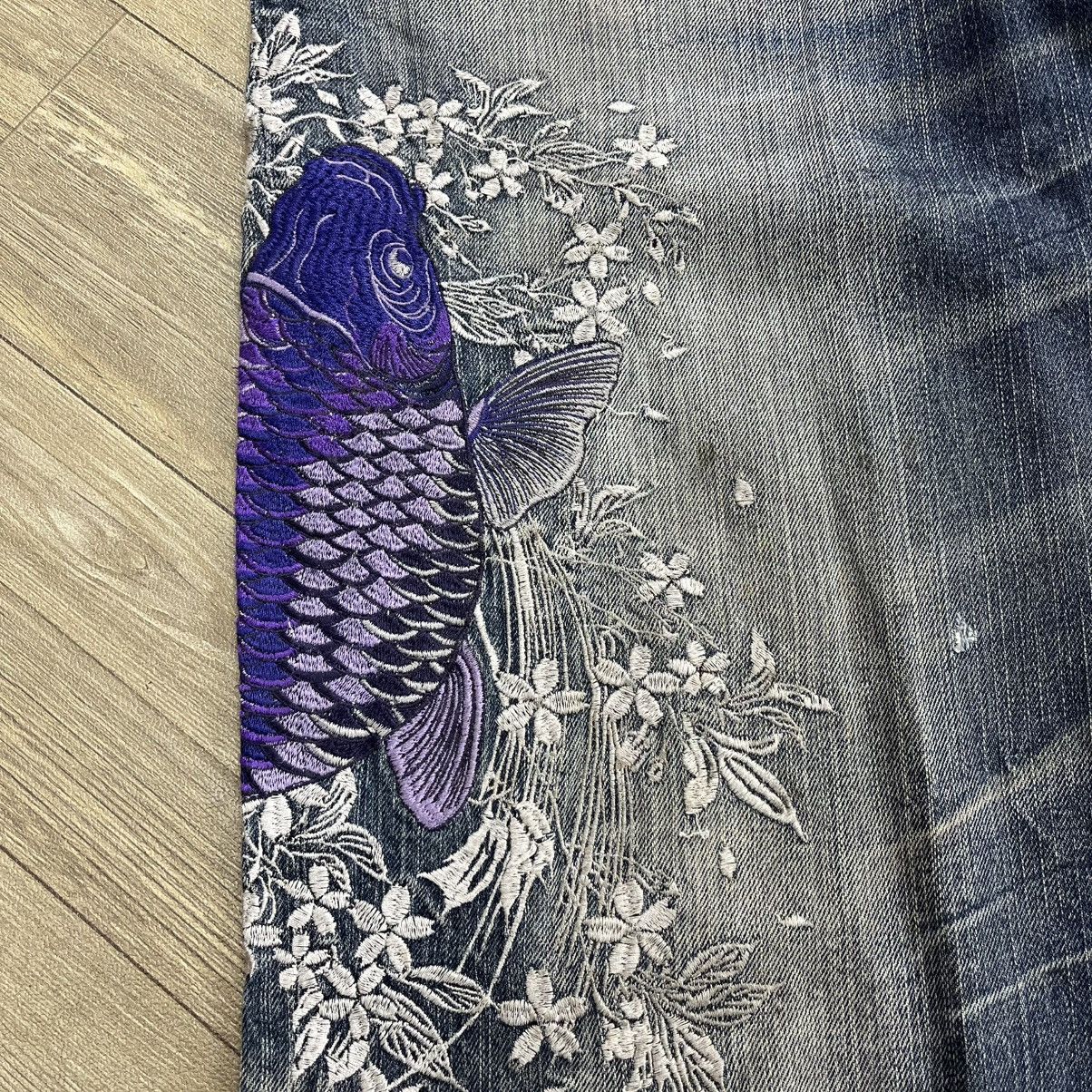 Karakuri Tamashii Y2K Karakuri Tamashii Koi Flowers Embroidered Ed kardy Jeans Size US 30 / EU 46 - 7 Thumbnail