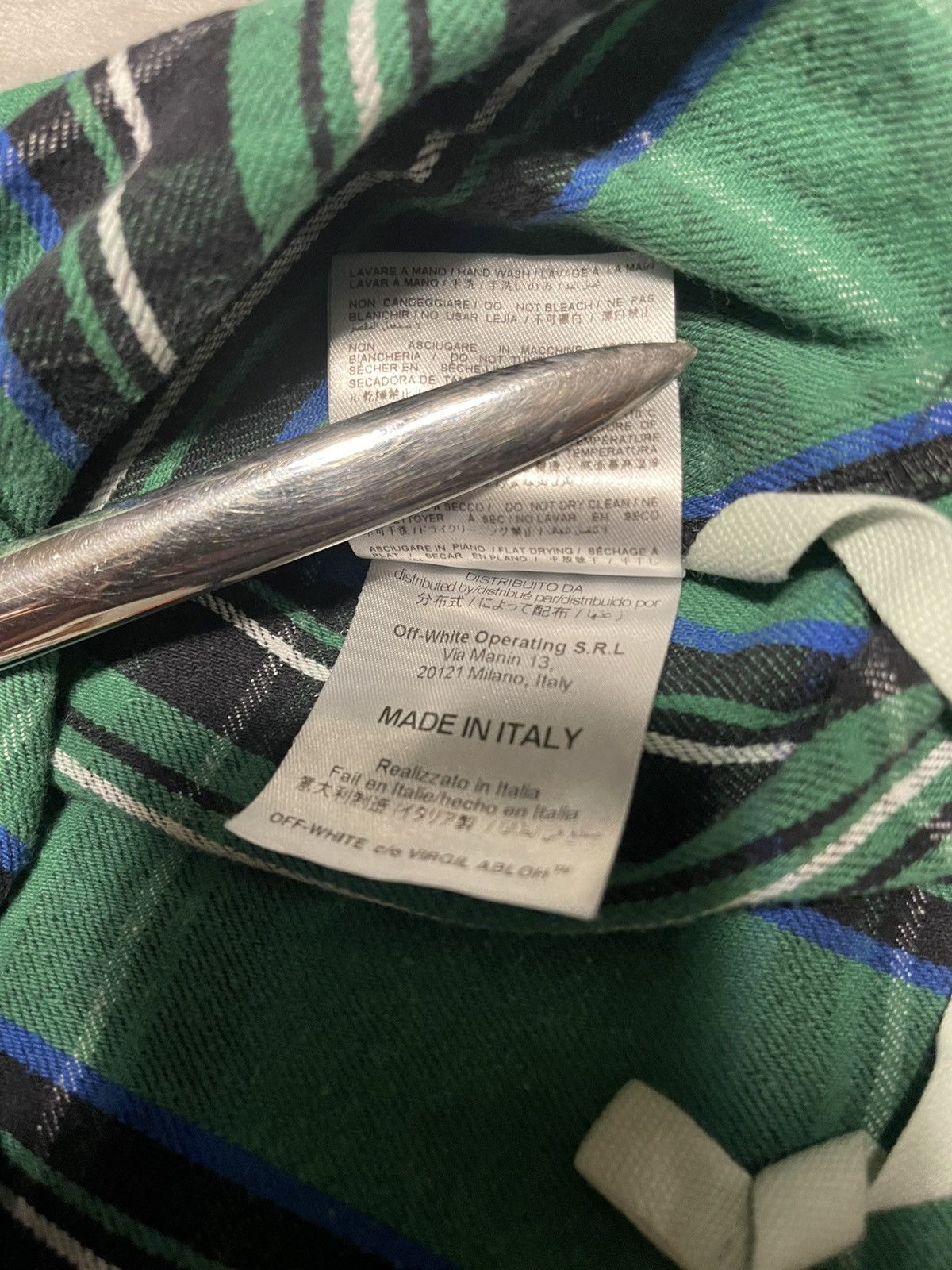 Off-White × Virgil Abloh OFF-WHITE C/O VIRGIL ABLOH GREEN PLAID SPRAY FLANNEL SIZE XL Size US XL / EU 56 / 4 - 18 Thumbnail