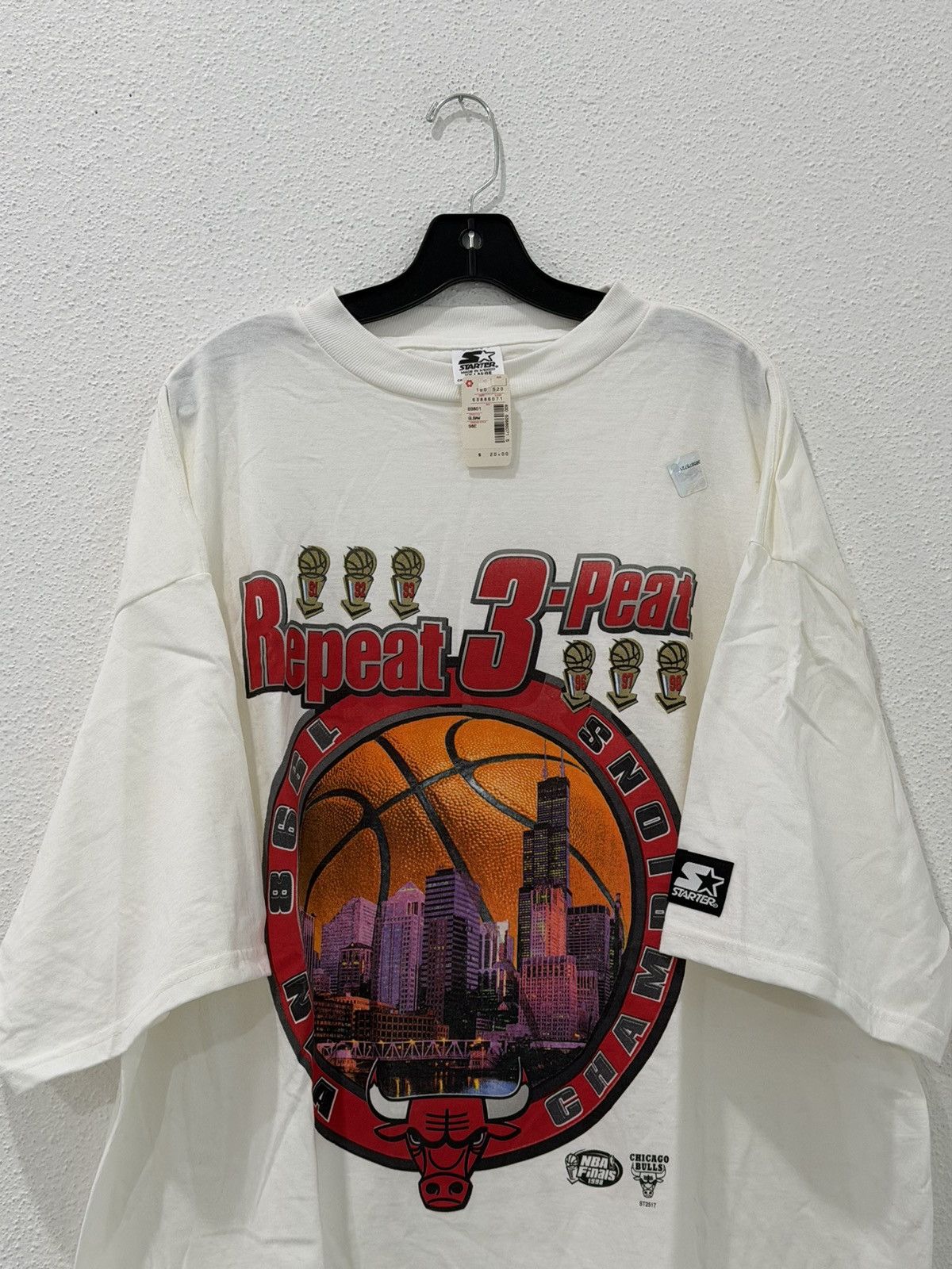 Starter Vintage 90s Chicago Bulls Repeat 3Peat 1998 NBA World Champs Size US XXL / EU 58 / 5 - 2 Thumbnail