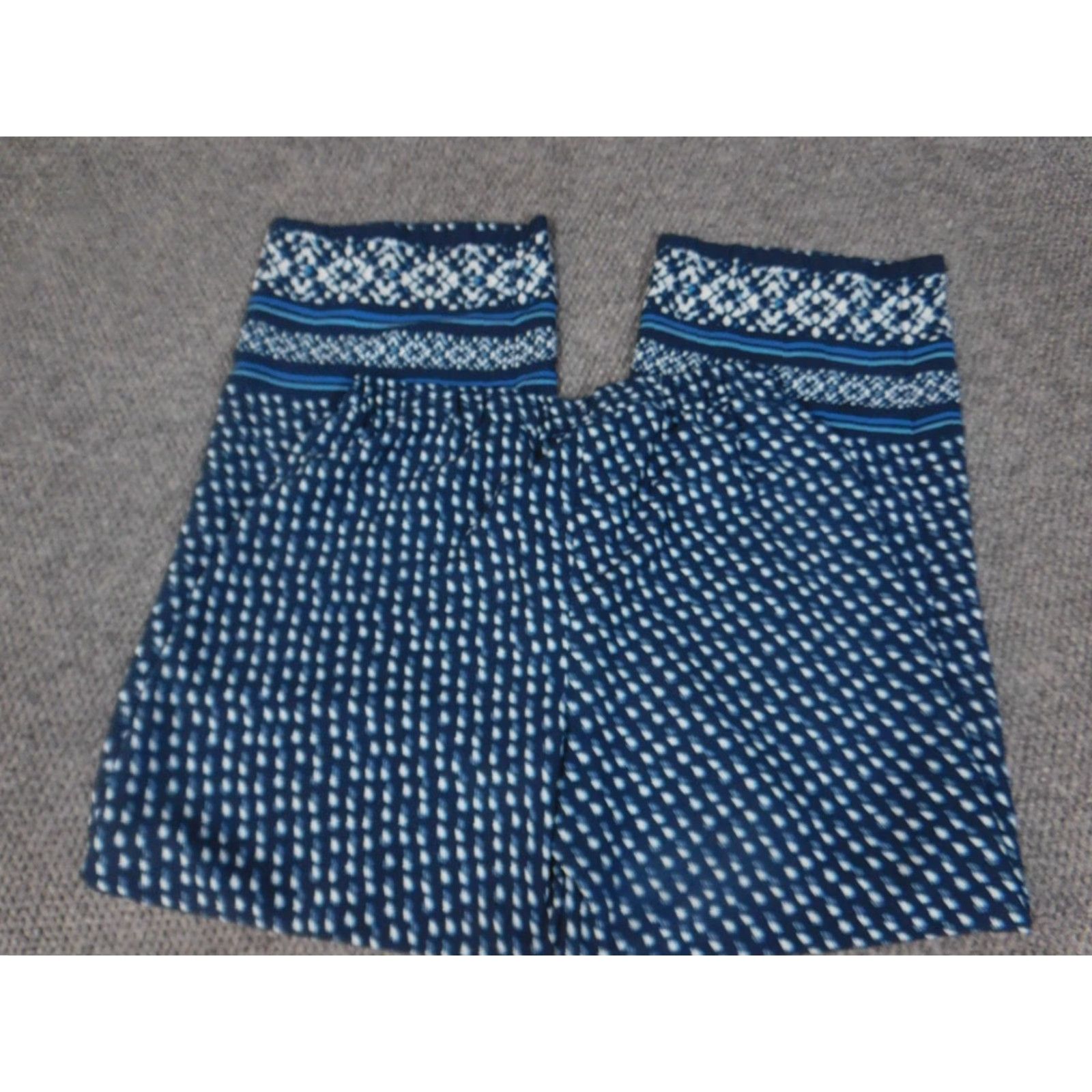 Vintage Rafaella Pants M blue Harem straight Women Regular Casual Knit Breathable 30in Inseam 28in Waist Crochet Floral Size 32" / US 10 / IT 46 - 6 Thumbnail