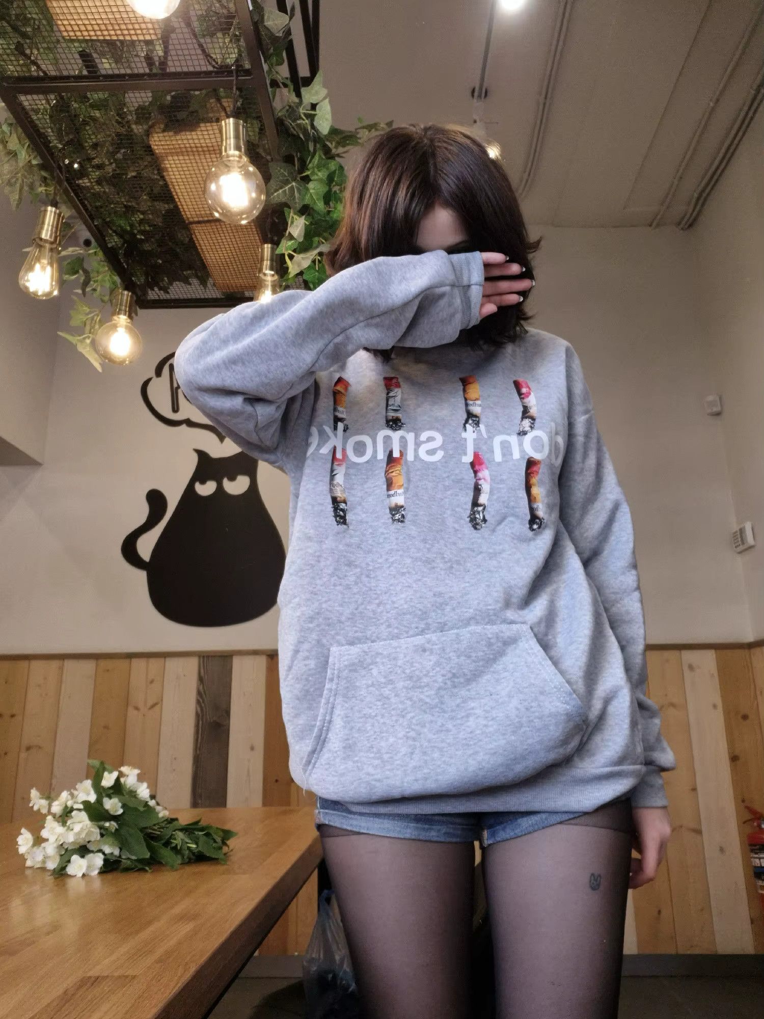 Designer Y2K Hoodie Retro Don't Smoke Print Size US L / EU 52-54 / 3 - 5 Thumbnail