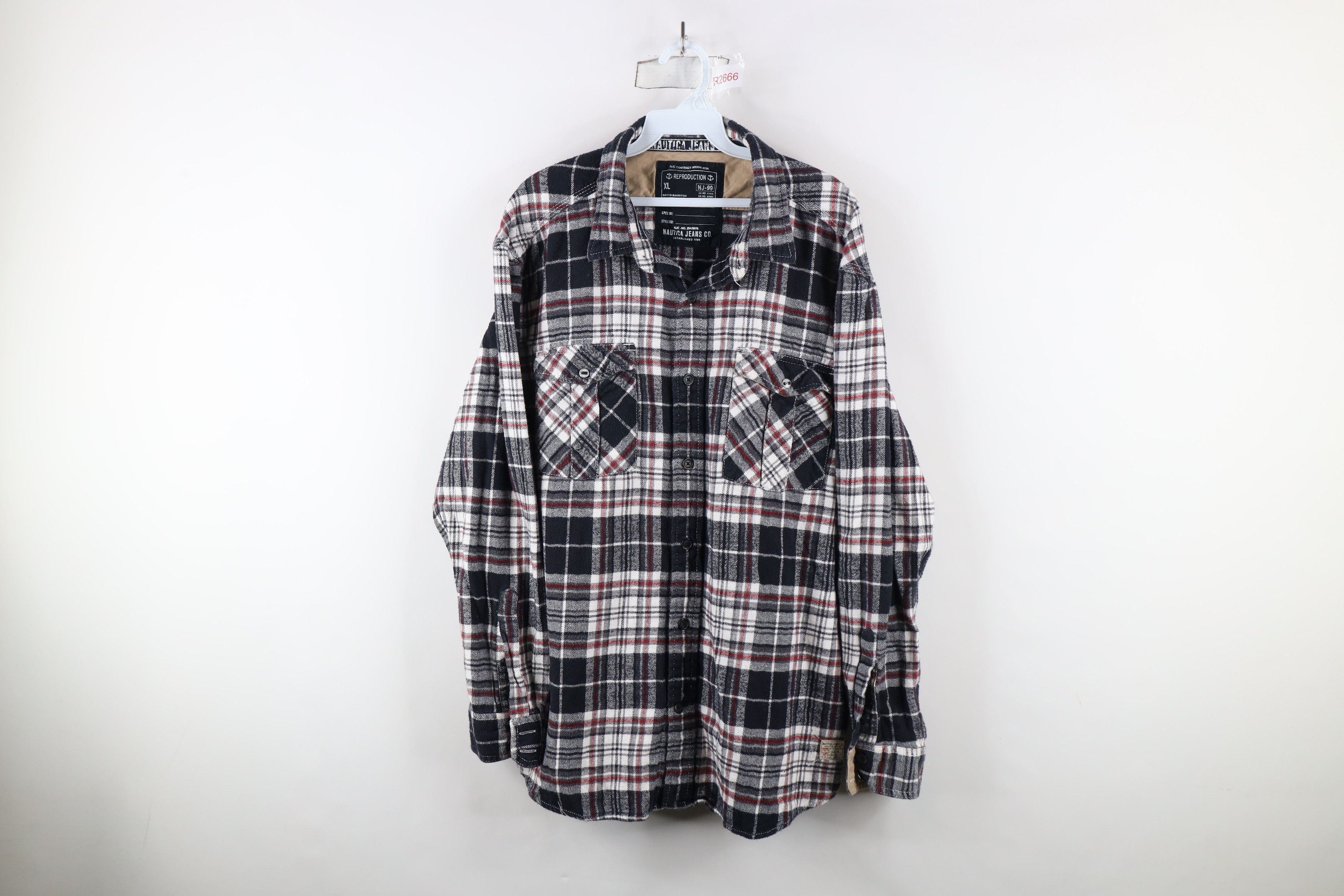 Nautica × Vintage Vintage 90s Nautica CPO Naval Flannel Button Shirt Plaid Size US XL / EU 56 / 4 - 1 Thumbnail