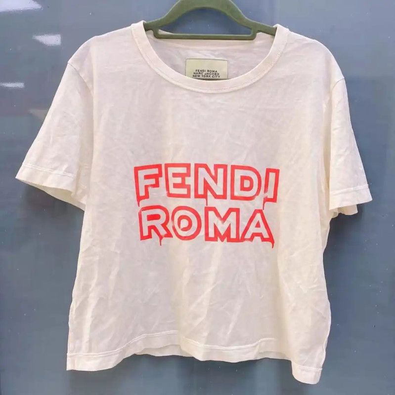 Fendi Fendi Summer White Cotton Short Sleeve Tee 0089 Size L / US 10 / IT 46 - 1 Thumbnail