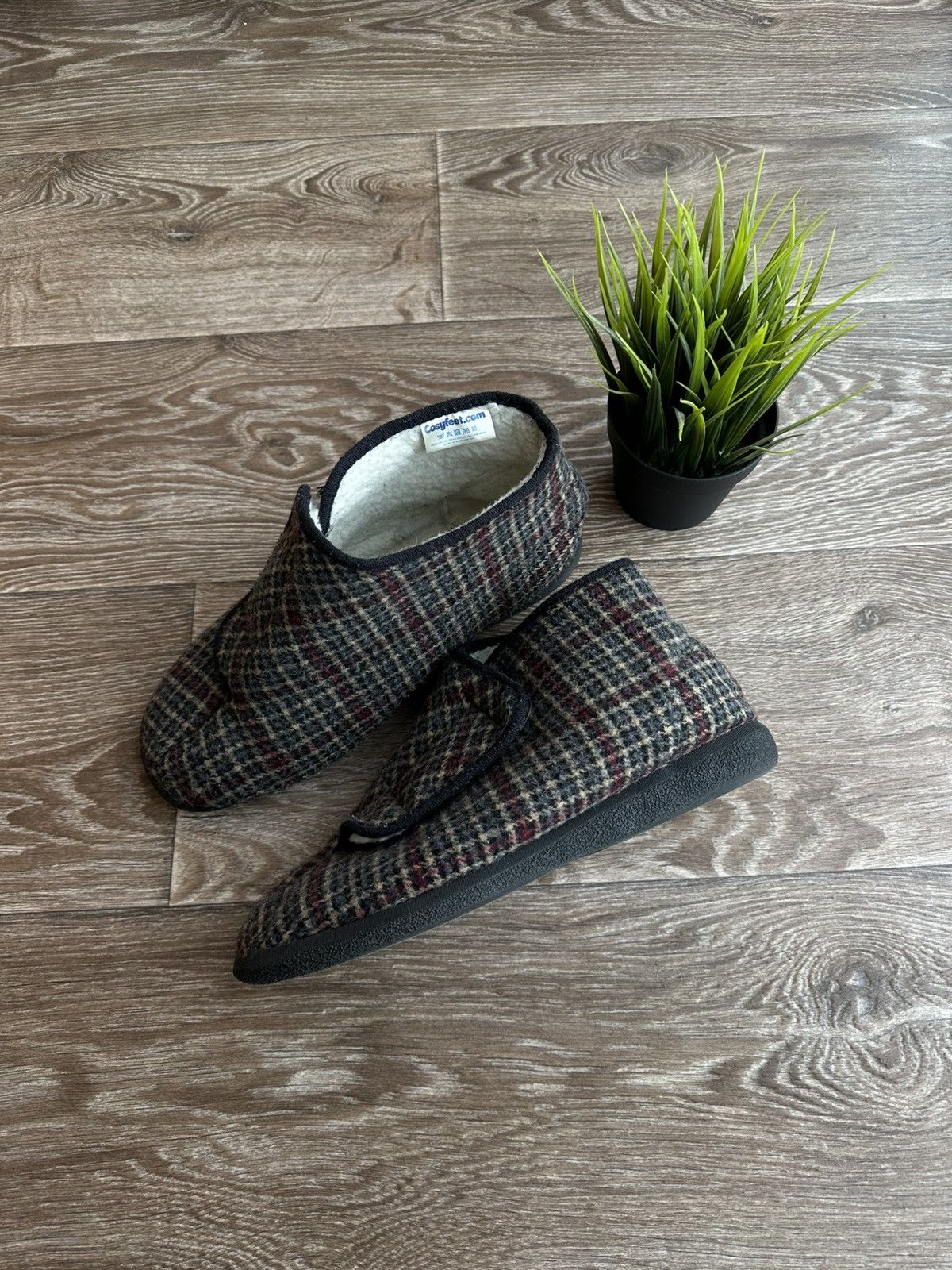 Vintage 🔥 Cosyfeet Mens Slipper Robbie Warm Lined Retro Check Size US 10 / EU 43 - 2 Thumbnail