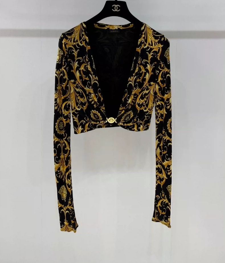 Versace Gold baroque thin cardigan top Womenswear