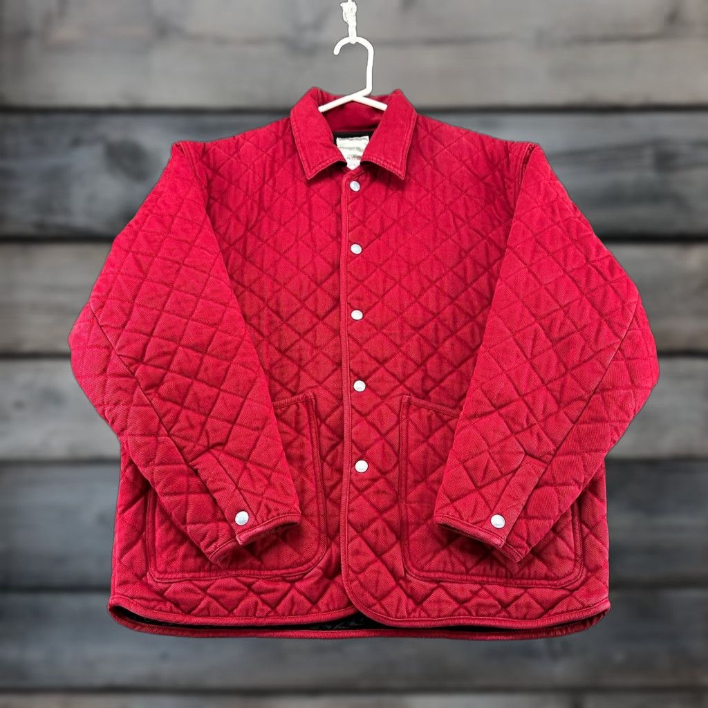 Esprit VINTAGE Esprit Jacket Womens M Red Quilted Diamond Snap Chore Barn Coat 90s Size M / US 6-8 / IT 42-44 - 1 Thumbnail