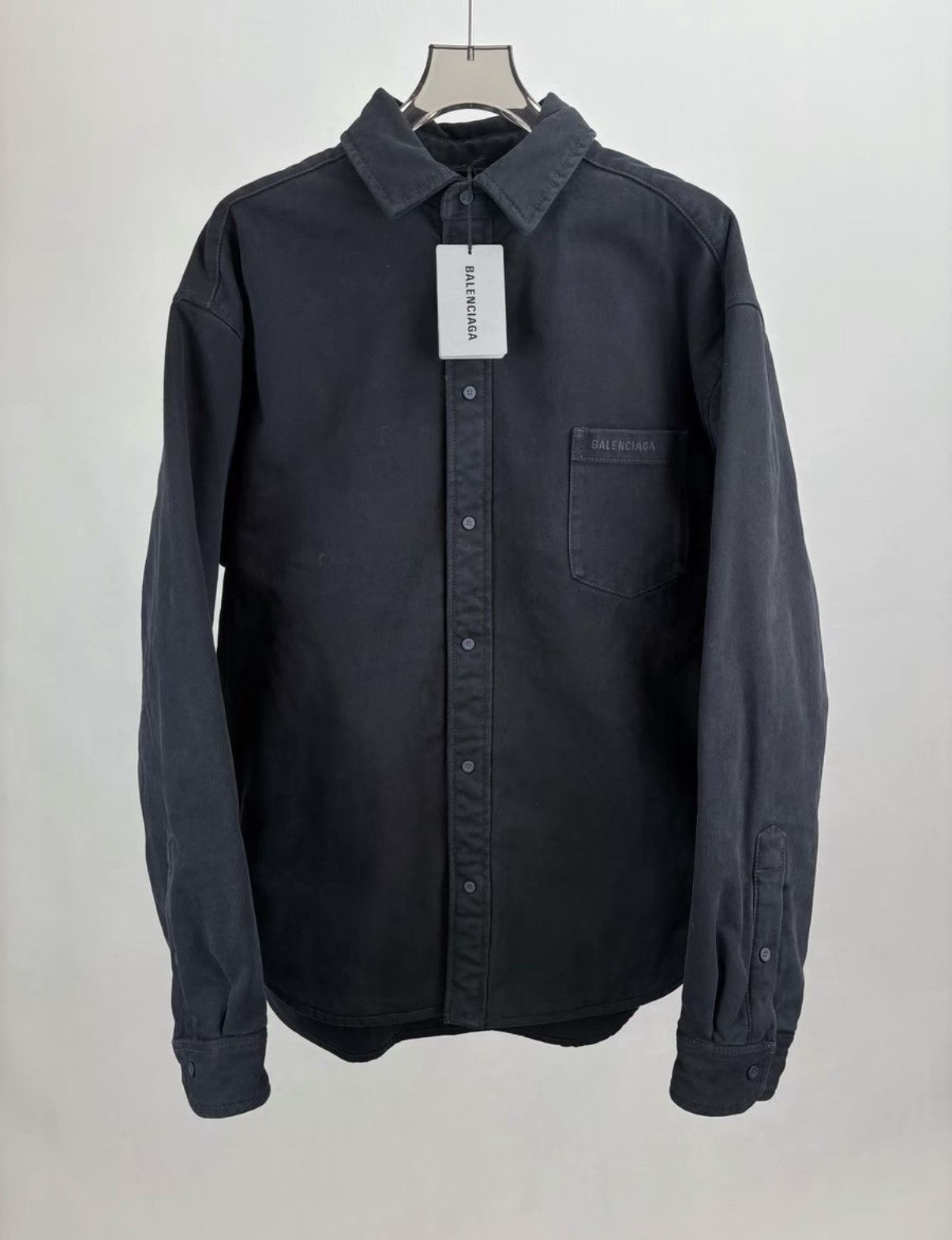 Balenciaga Brand New BALENCIAGA Black Distressed Cotton Jacket K1 Size US XS / EU 42 / 0 - 1 Thumbnail