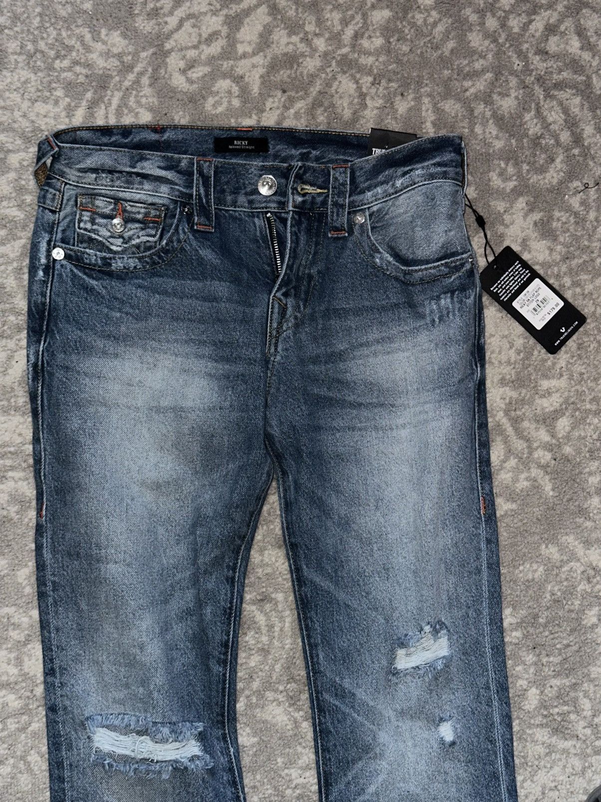 True Religion RICKY ROPE STITCH DISTRESSED JEAN Size US 29 - 2 Thumbnail