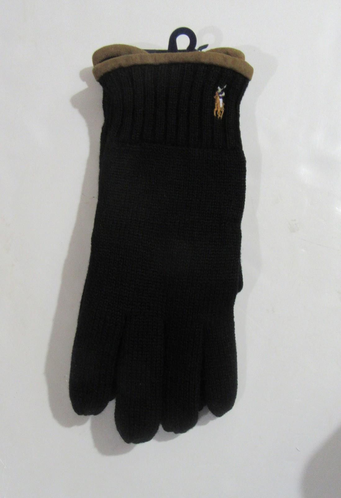 Polo Ralph Lauren Polo Ralph Mens Merino Wool Knit Gloves Black One Size NWT Size ONE SIZE - 1 Thumbnail