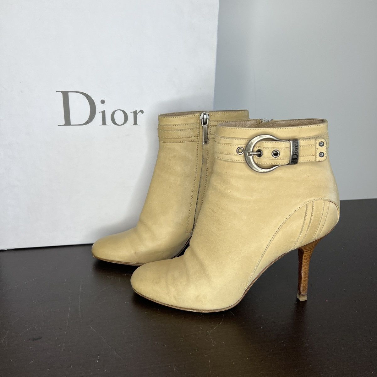 Dior Christian Dior Ankle Buckle Bottine Boots Leather Beige Y2K Size US 6 / IT 36 - 1 Thumbnail