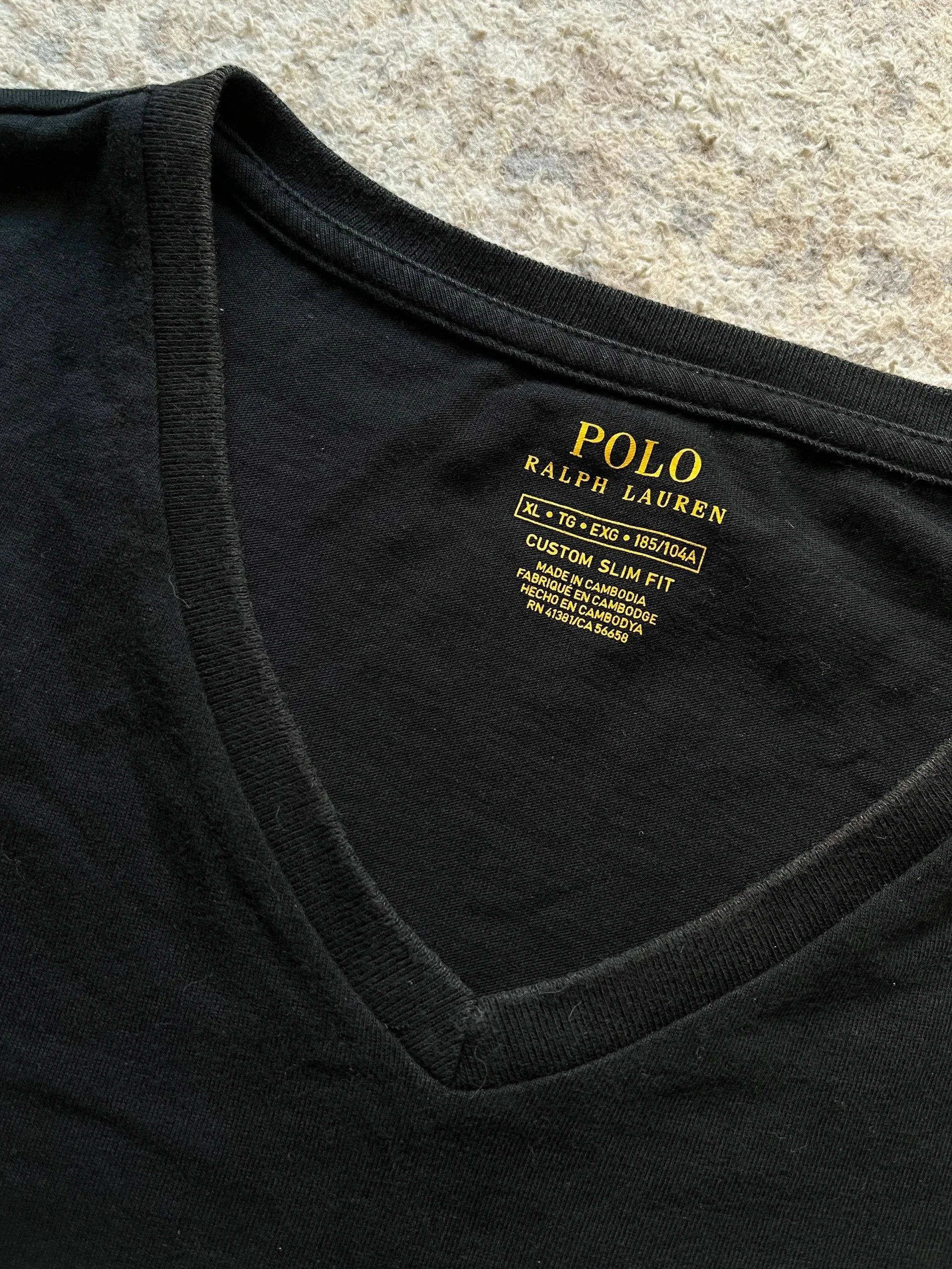 Polo Ralph Lauren Polo Ralph Lauren Sz XL Custom Slim Fit V-Neck Black T-Shirt Size US XL / EU 56 / 4 - 8 Thumbnail