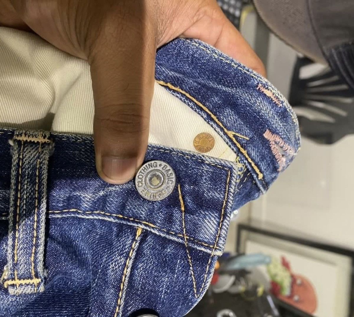 Denime × Vintage × Warehouse Vintage 90s Denime japan Jeans leather patches distressed Size US 31 - 10 Thumbnail