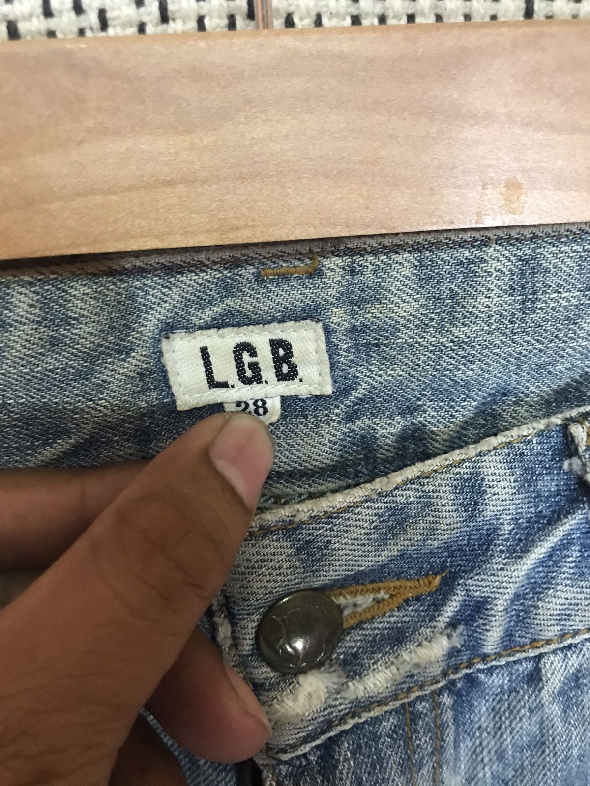 Le Grande Bleu (L.G.B.) 🔥GRAILS🔥OG LGB DENIM PATCHWORK CUSTOM VERY RARE Size US 32 / EU 48 - 7 Thumbnail