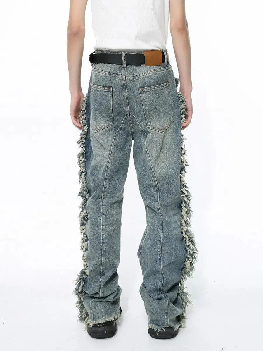 Japanese Brand Retro loose high street fringed patchwork jeans Size US 32 / EU 48 - 4 Thumbnail