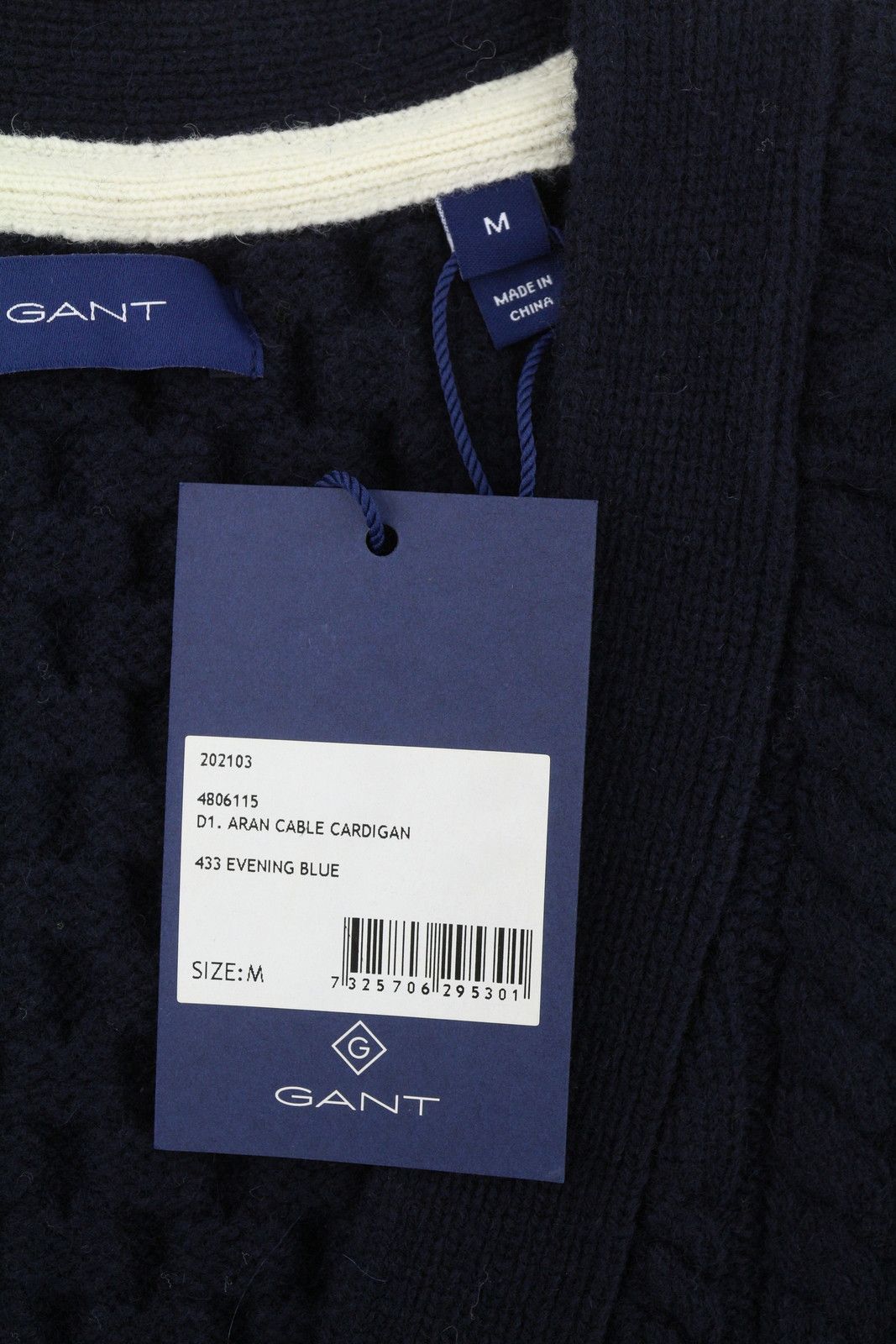 Gant ARAN CARDIGAN M Evening Blue Wool Jumper 87227 Size M / US 6-8 / IT 42-44 - 7 Thumbnail