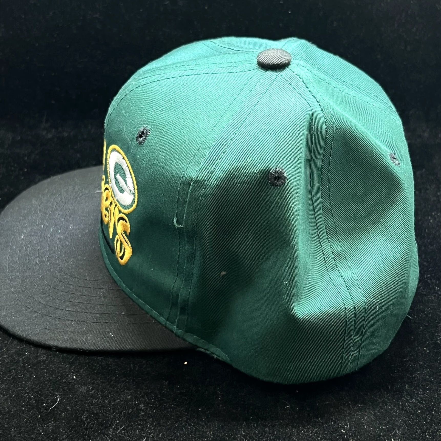 NFL VINTAGE GCC NFL Green Bay Packers Logo Snapback Hat 90s Hat Cap Mens One Size Adjustable Green Cap Hat Size ONE SIZE - 3 Thumbnail