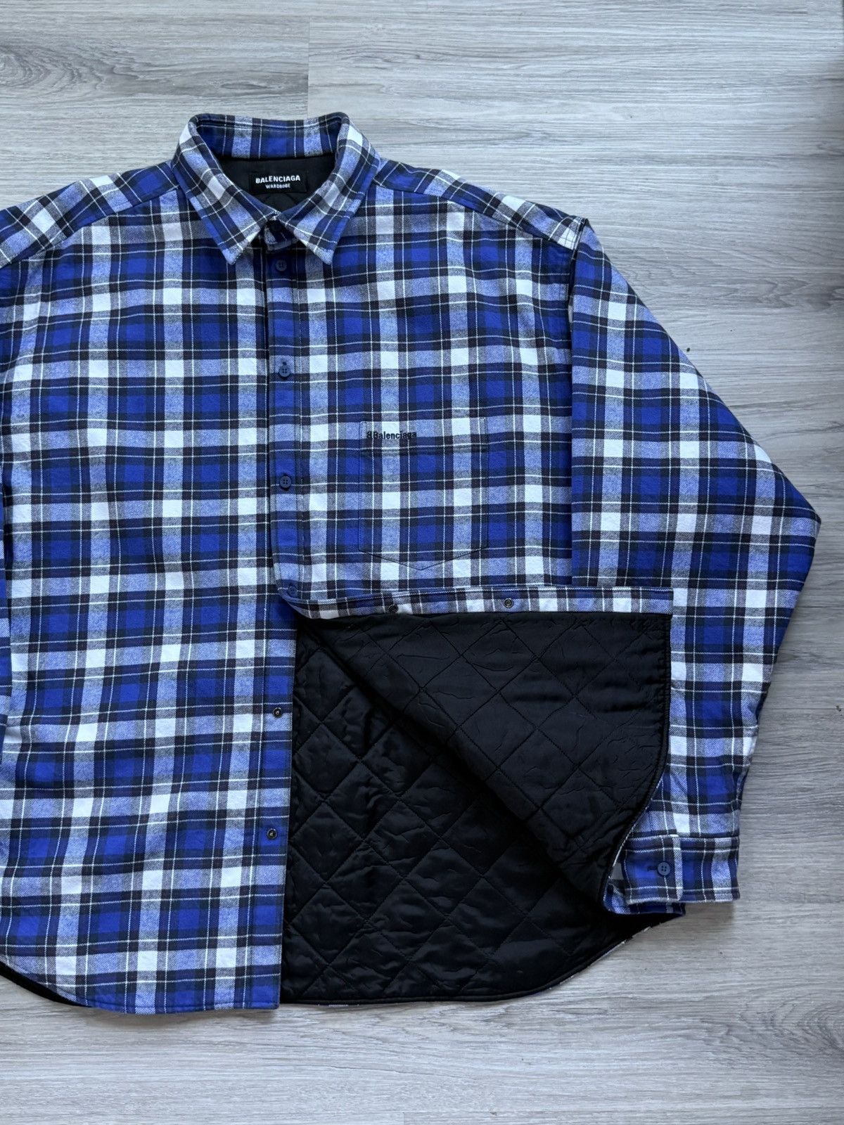 Balenciaga Oversize Padded Flannel Overshirt Size US XL / EU 56 / 4 - 4 Thumbnail