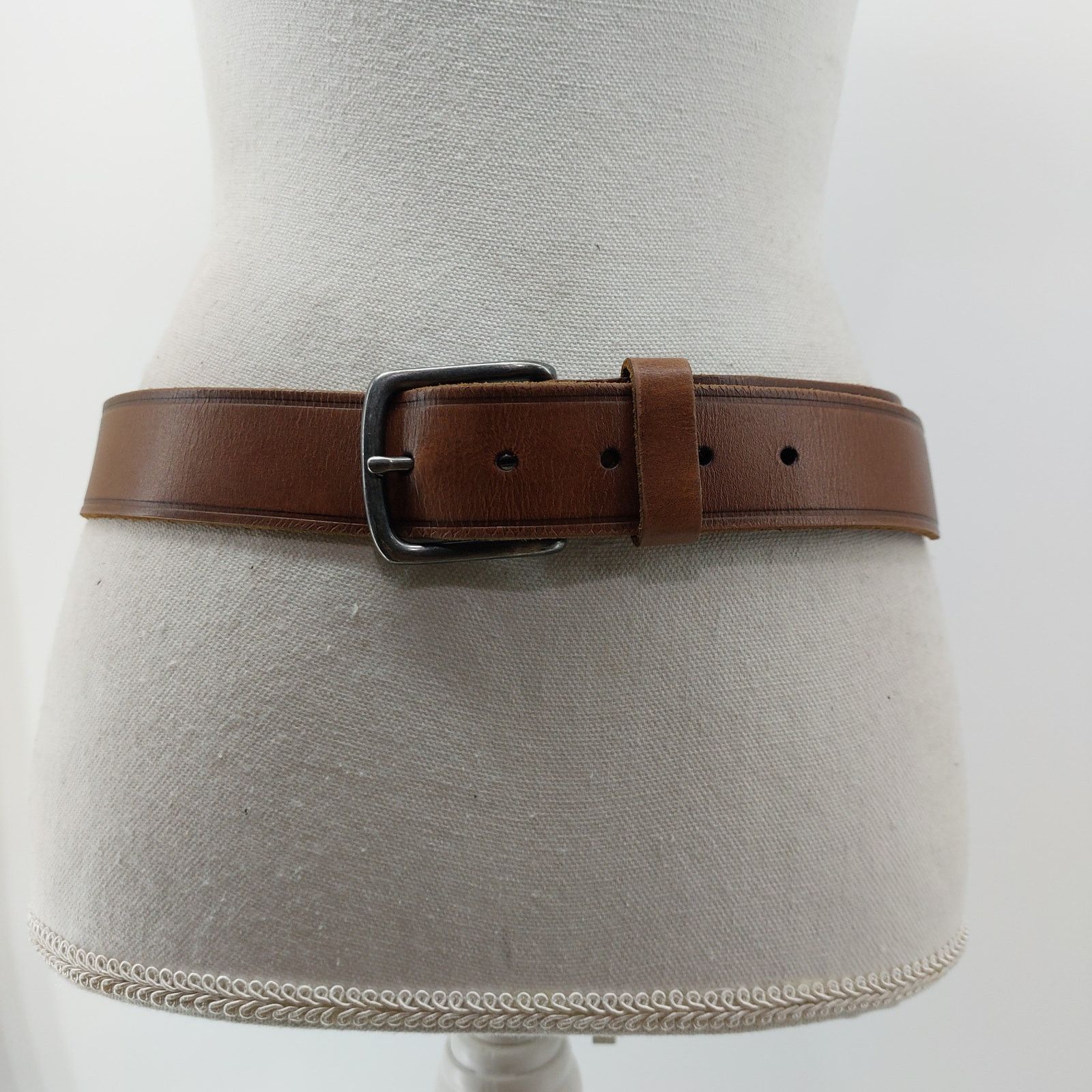 Wrangler Wrangler Mens Brown Leather Belt Sz 34 Silver 1 Prong Buckle Size 34 - 12 Thumbnail