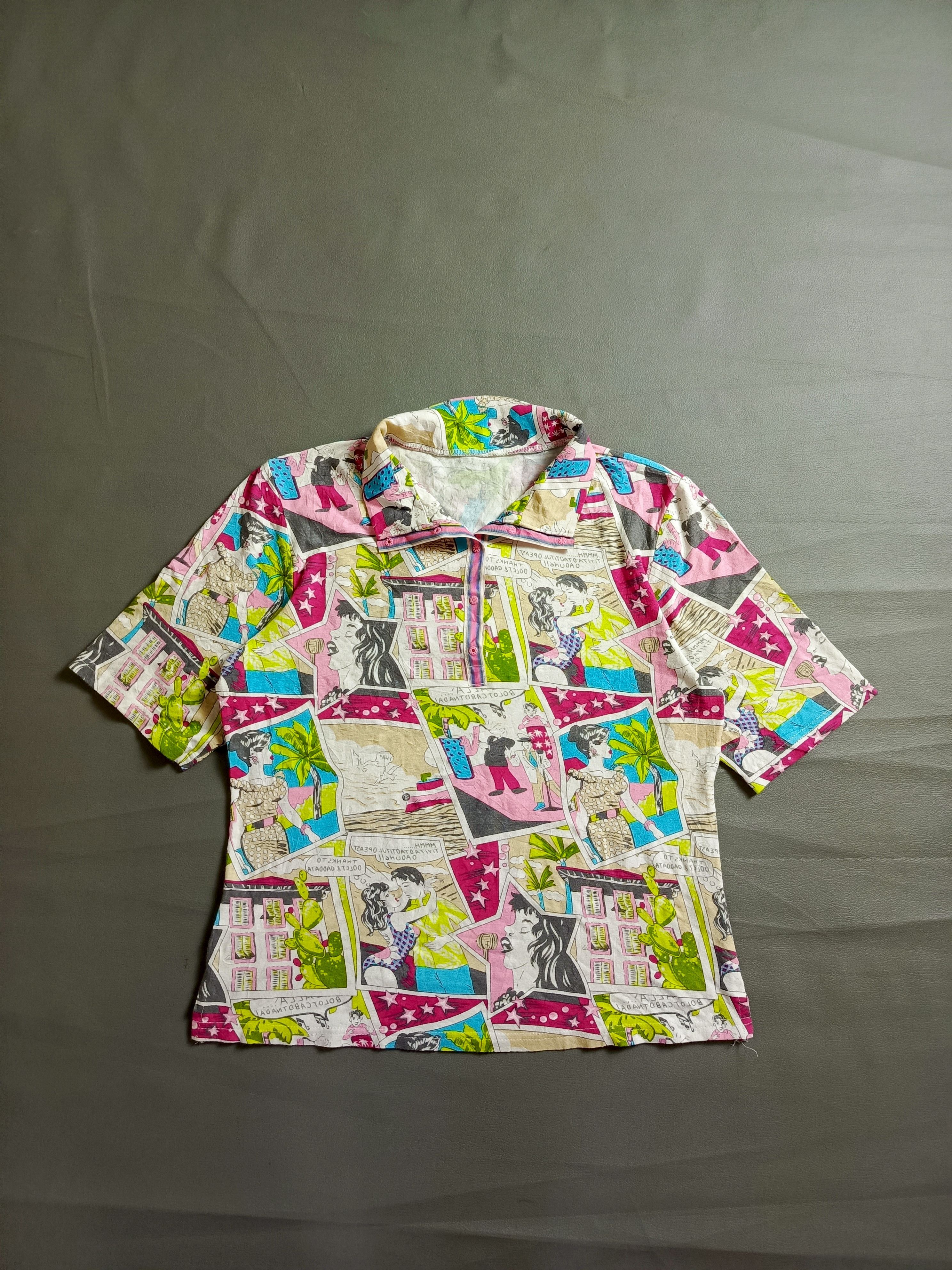 Japanese Brand La paix full print comic poloshirt Size M / US 6-8 / IT 42-44 - 1 Thumbnail
