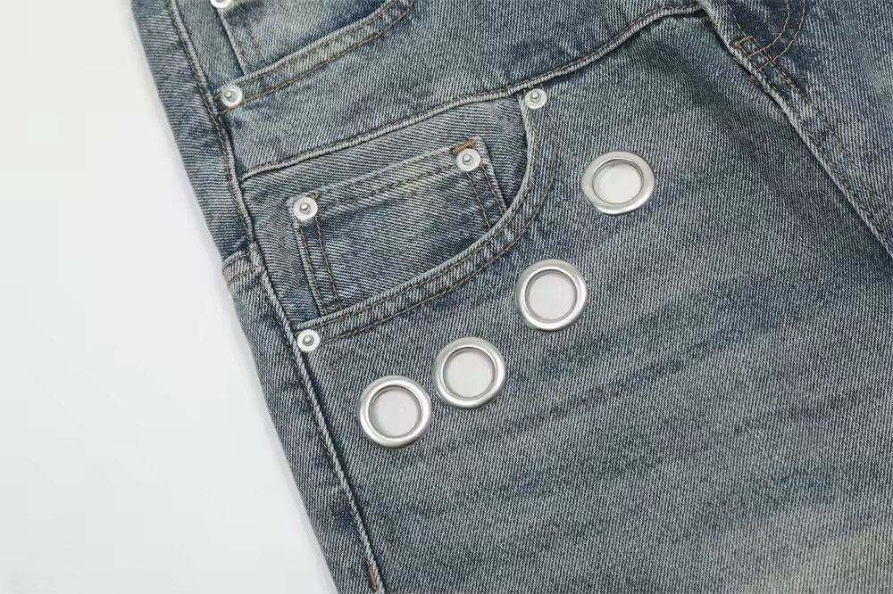 Jean Vintage Washed Distressed Splicing Flared Jeans Size US 30 / EU 46 - 7 Thumbnail
