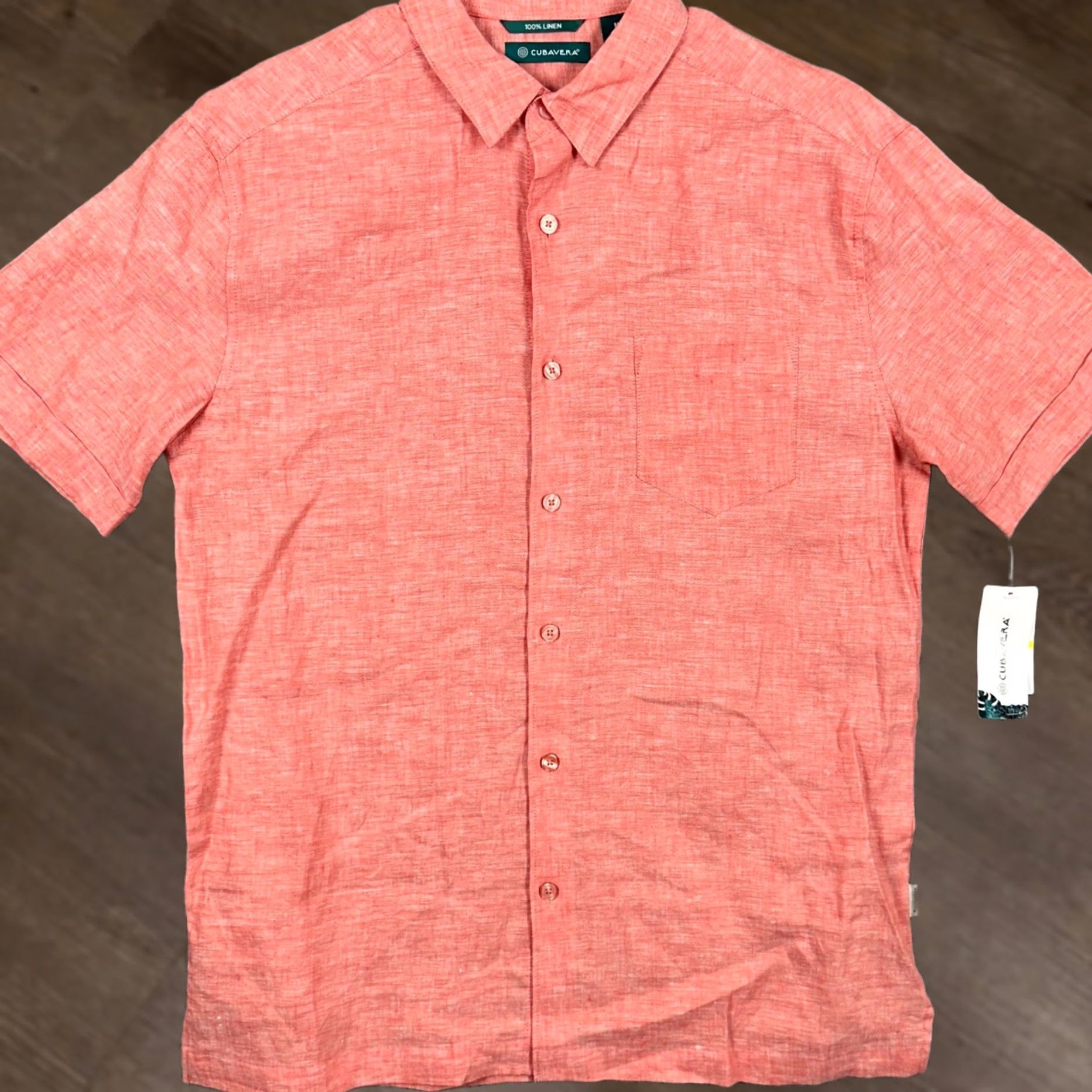 Cubavera Cubavera Shirt Button-Up Mens M Short Sleeve Pocket Coral Linen NEW Size US M / EU 48-50 / 2 - 1 Thumbnail