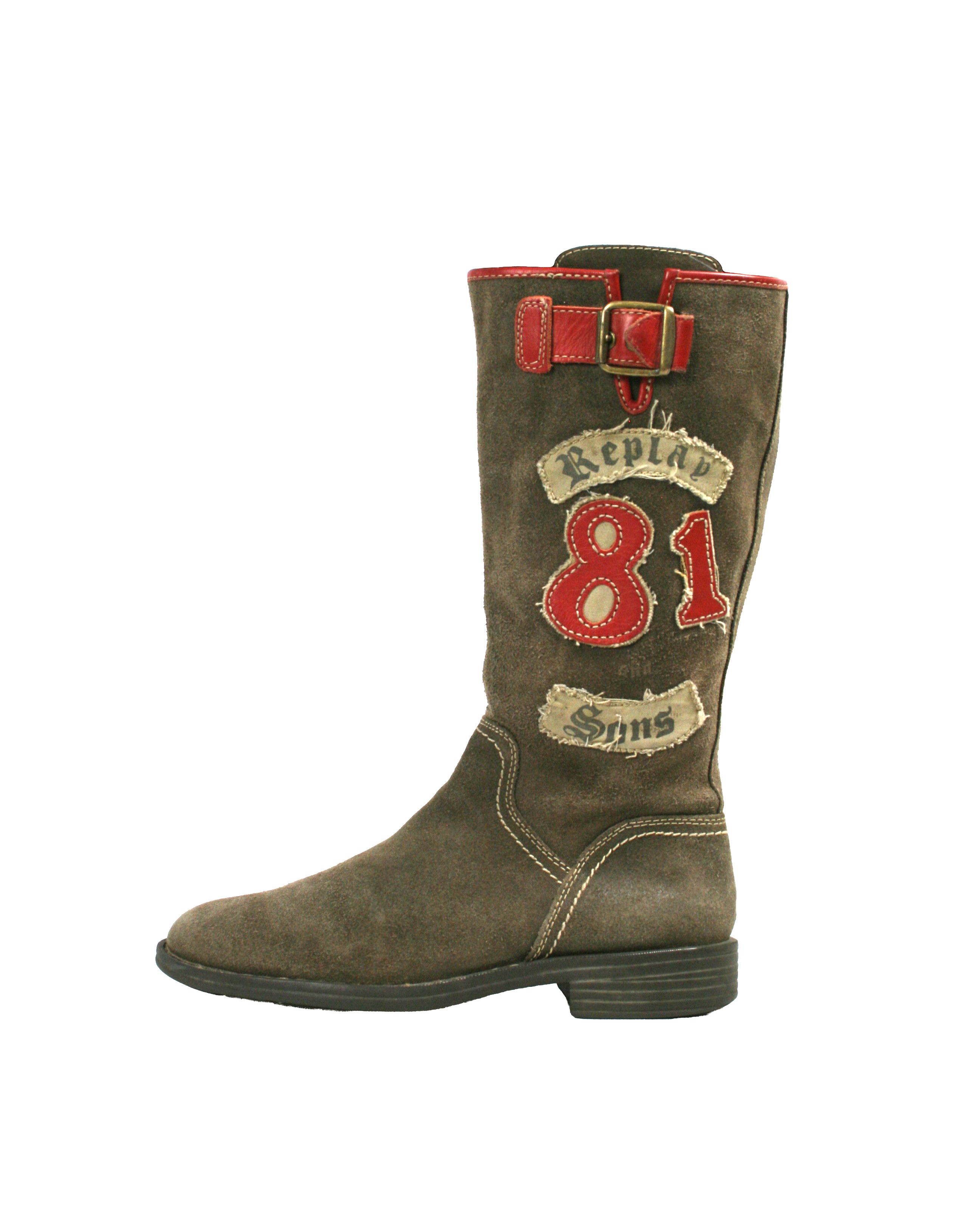 Replay 00S Y2K Moto High Suede Boots Vintage Size US 5 / IT 35 - 2 Thumbnail