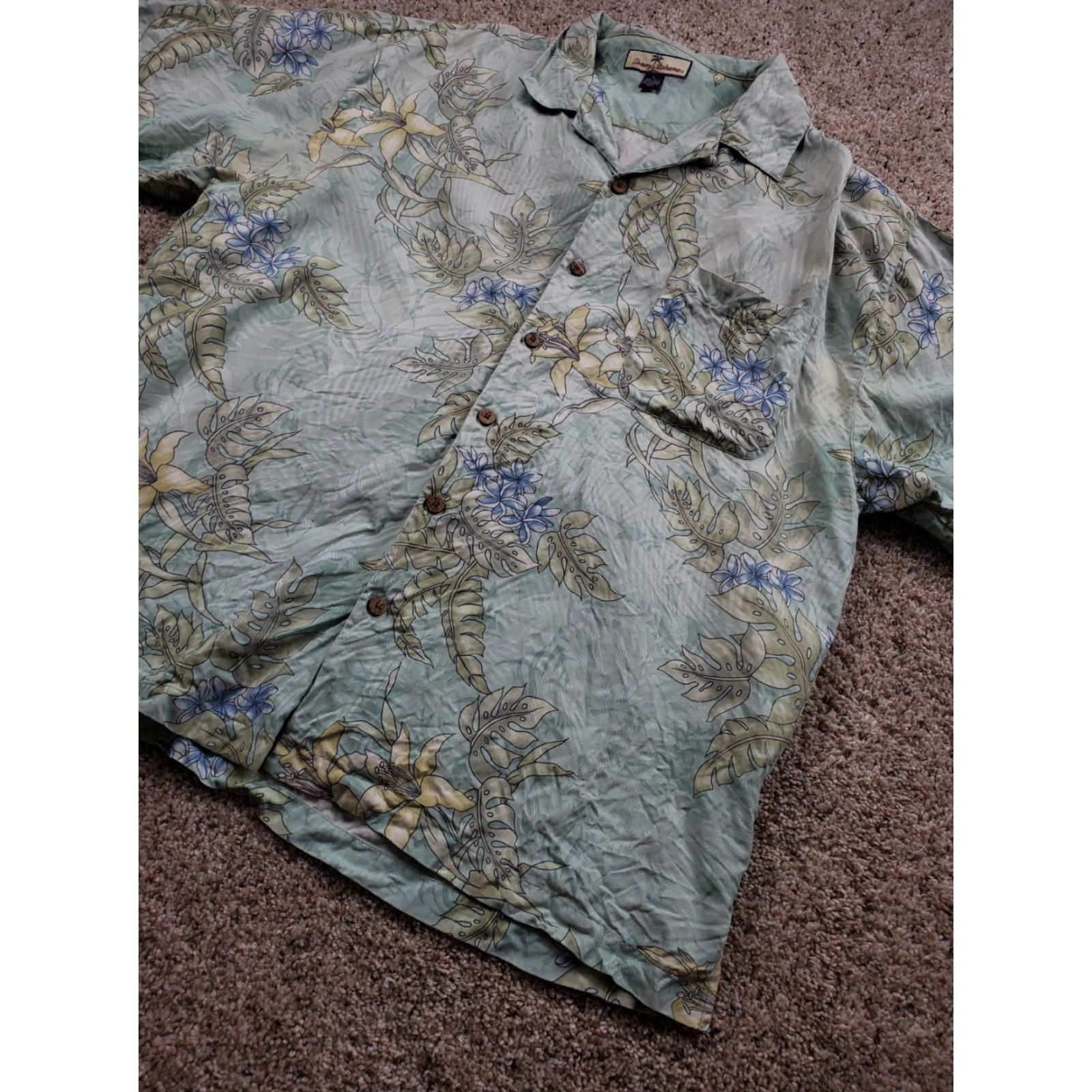 Tommy Bahama Tommy Bahama Shirt Adult XL Green Silk Floral Button-Up Hawaiian Mens Size US XL / EU 56 / 4 - 2 Thumbnail