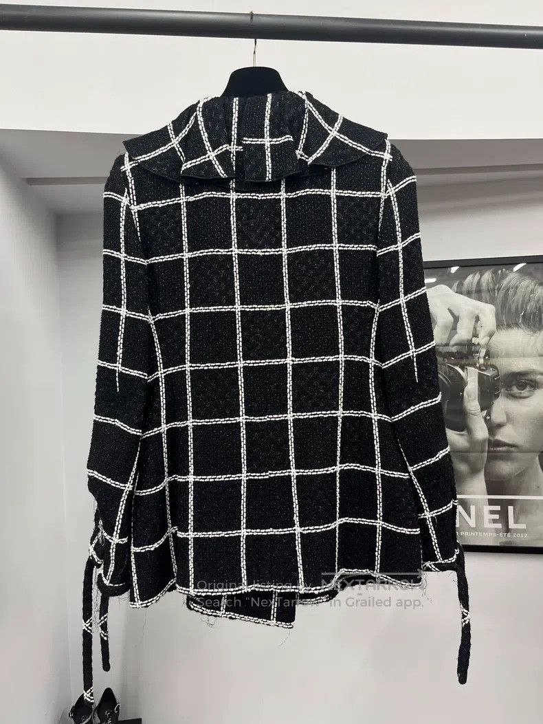 Chanel Chanel Roof series black and white plaid lotus leaf collar Size XS / US 0-2 / IT 36-38 - 3 Thumbnail