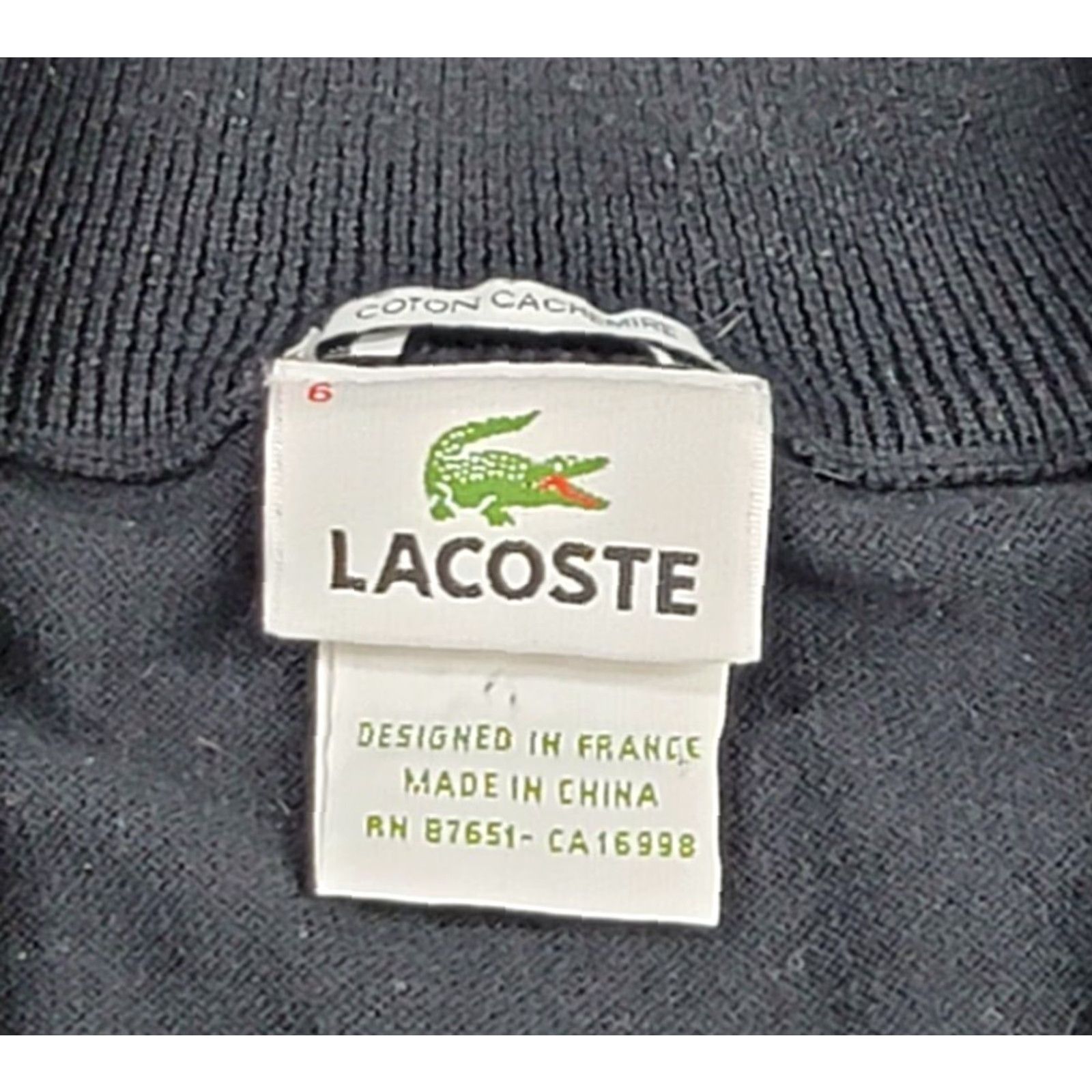 Lacoste Lacoste Black Mens 1/4 Zip Sweatshirt Pullover Knits 1/4 Zip Zip Mock Neck Casual Solid Tight-Knit Cashmere Cotton XL Size US XL / EU 56 / 4 - 6 Thumbnail