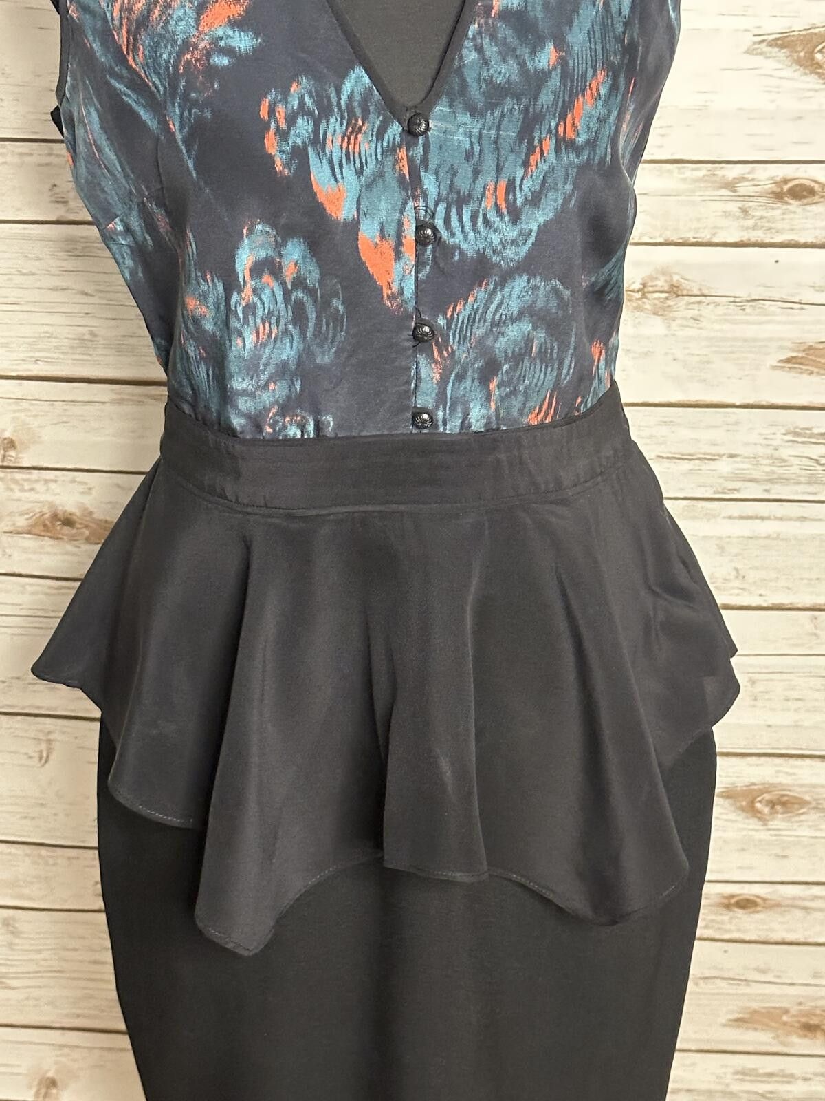 Marques'Almeida Marchesa Voyage black silk peplum midi sheath dress Size 2 Size XS / US 0-2 / IT 36-38 - 4 Thumbnail