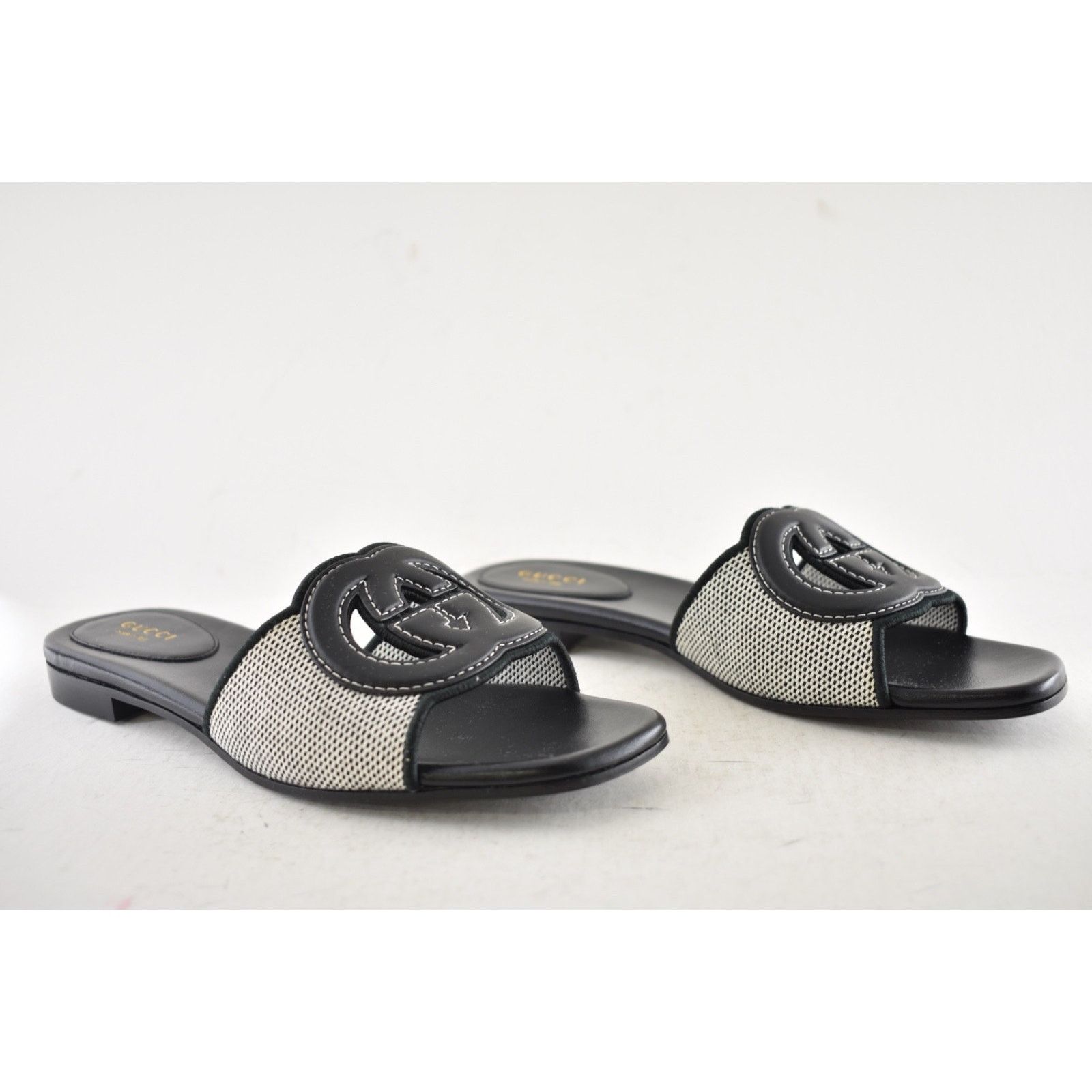 Gucci Gucci GG Interlocking Logo Leather Canvas Sandal 36.5 Size US 6.5 / IT 36.5 - 4 Thumbnail