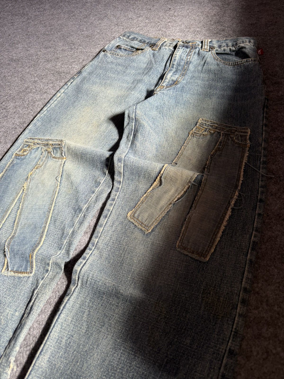 Beauty Beast × Japanese Brand Ignition Trompe L’oeil Pants On Pants Patched Denim Jeans Size US 27 - 4 Thumbnail