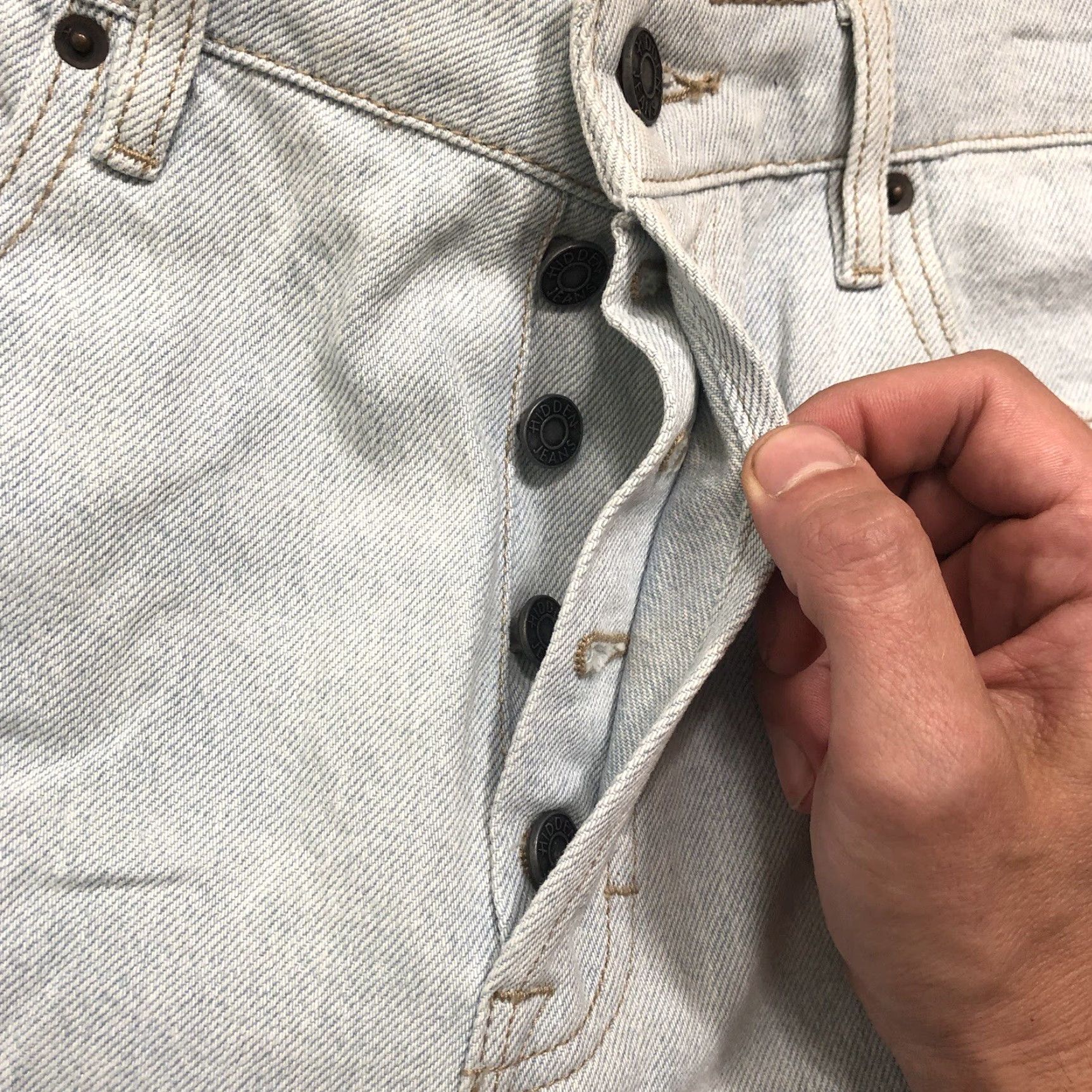 Vintage NWT Hidden Jeans Womens 30 Tracey High Rise Straight Crop Distressed Blue White Jeans 90s Bohemian Retro Womens Size 30" / US 8 / IT 44 - 5 Thumbnail