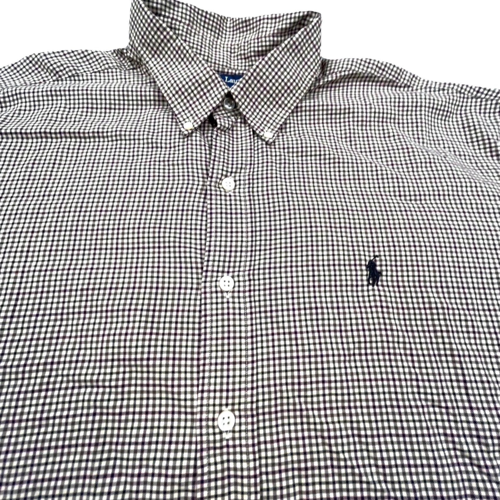 Ralph Lauren Ralph Lauren Shirt Men 2XL Brown Button-Up Check Gingham Collar Down Casual Size 48R - 2 Thumbnail