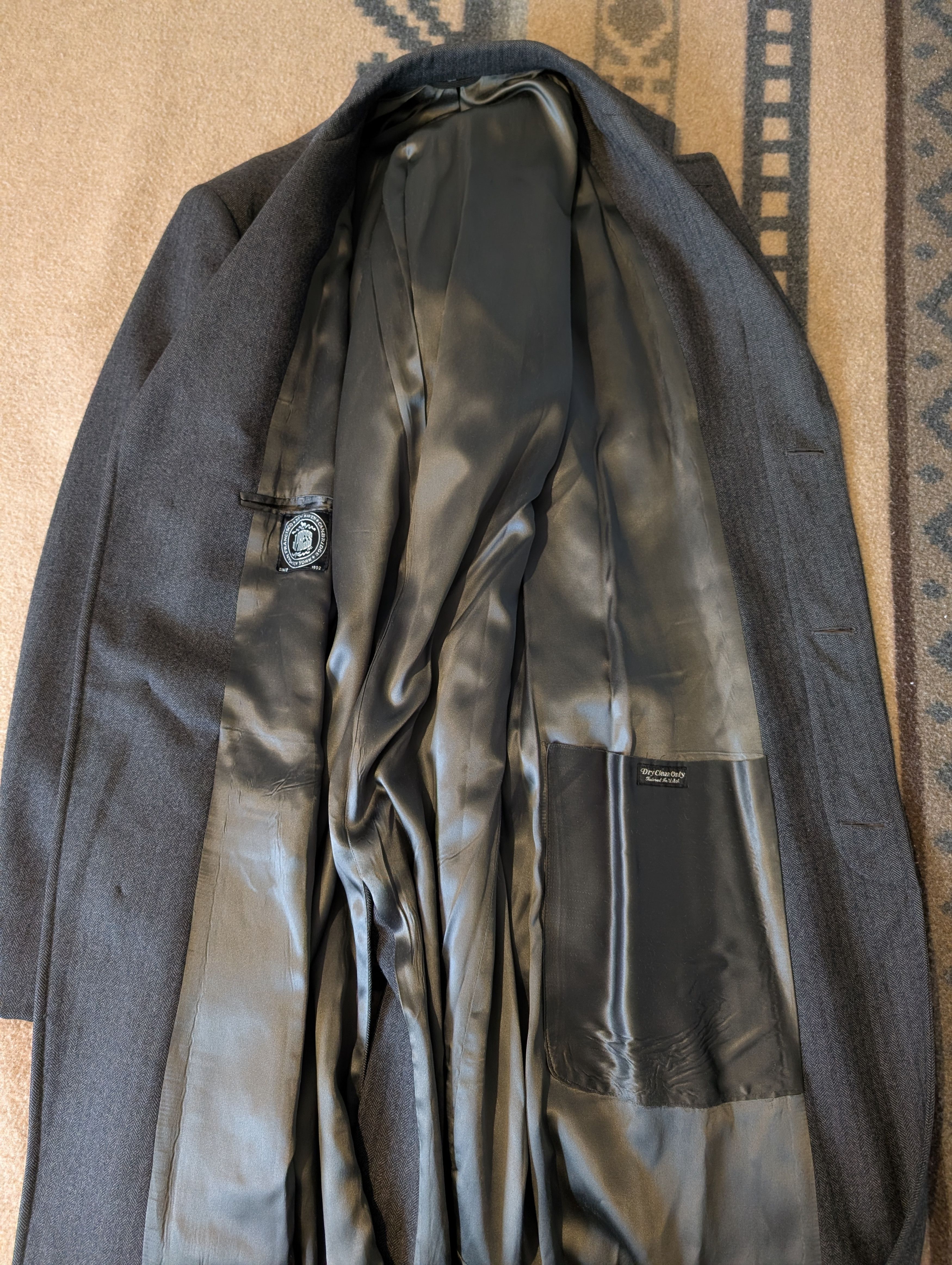 J. Press Charcoal Gray Herringbone Wool Overcoat USA 44 Size US L / EU 52-54 / 3 - 5 Thumbnail