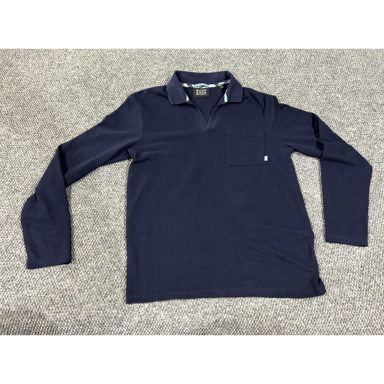 Scotch & Soda SCOTCH & SODA Polo Shirt Mens Small Blue Long Sleeve Knit Pocket Casual Size US S / EU 44-46 / 1 - 2 Thumbnail