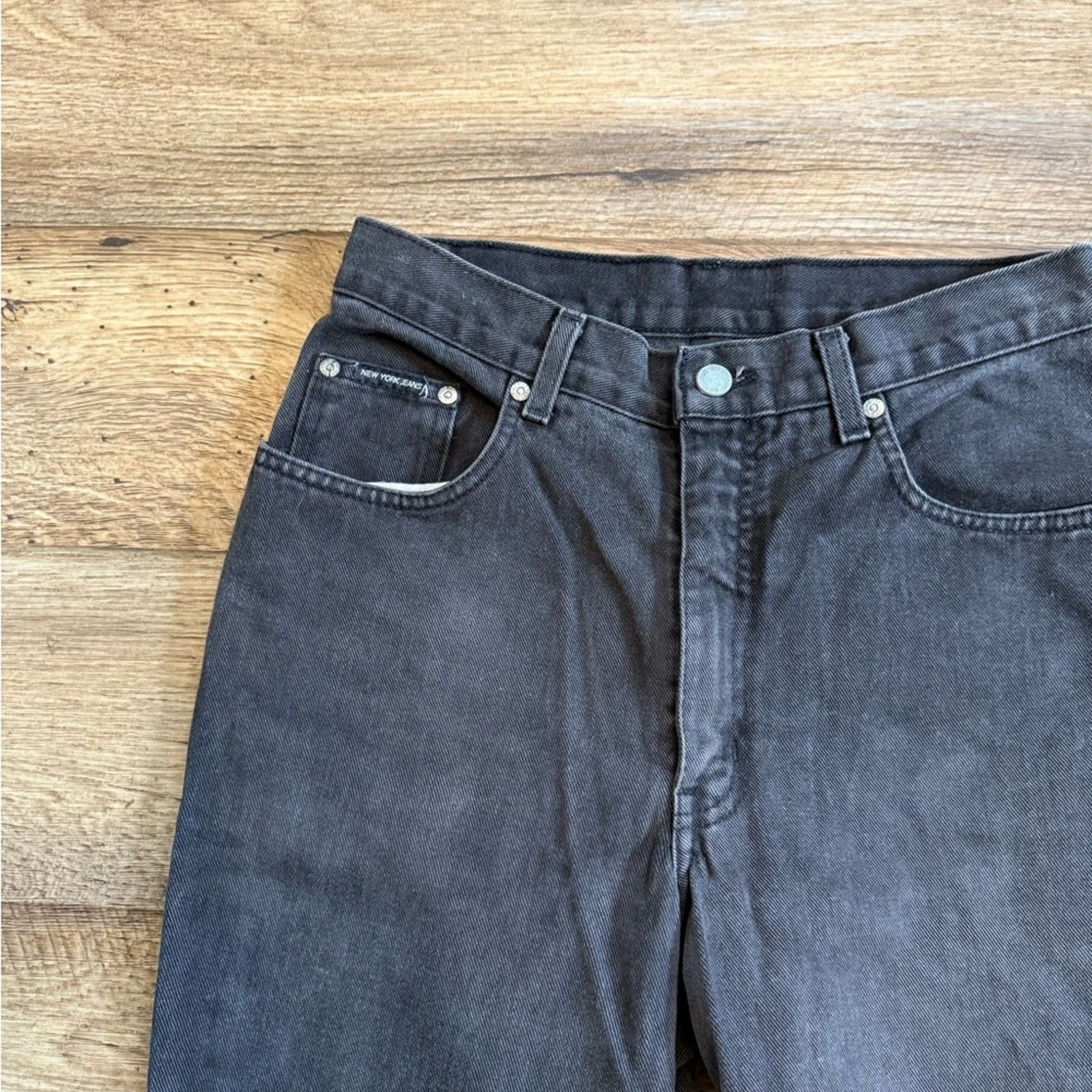 Vintage Vintage 90s Faded Black High Waisted Slim Leg Jeans Size 30" / US 8 / IT 44 - 8 Thumbnail