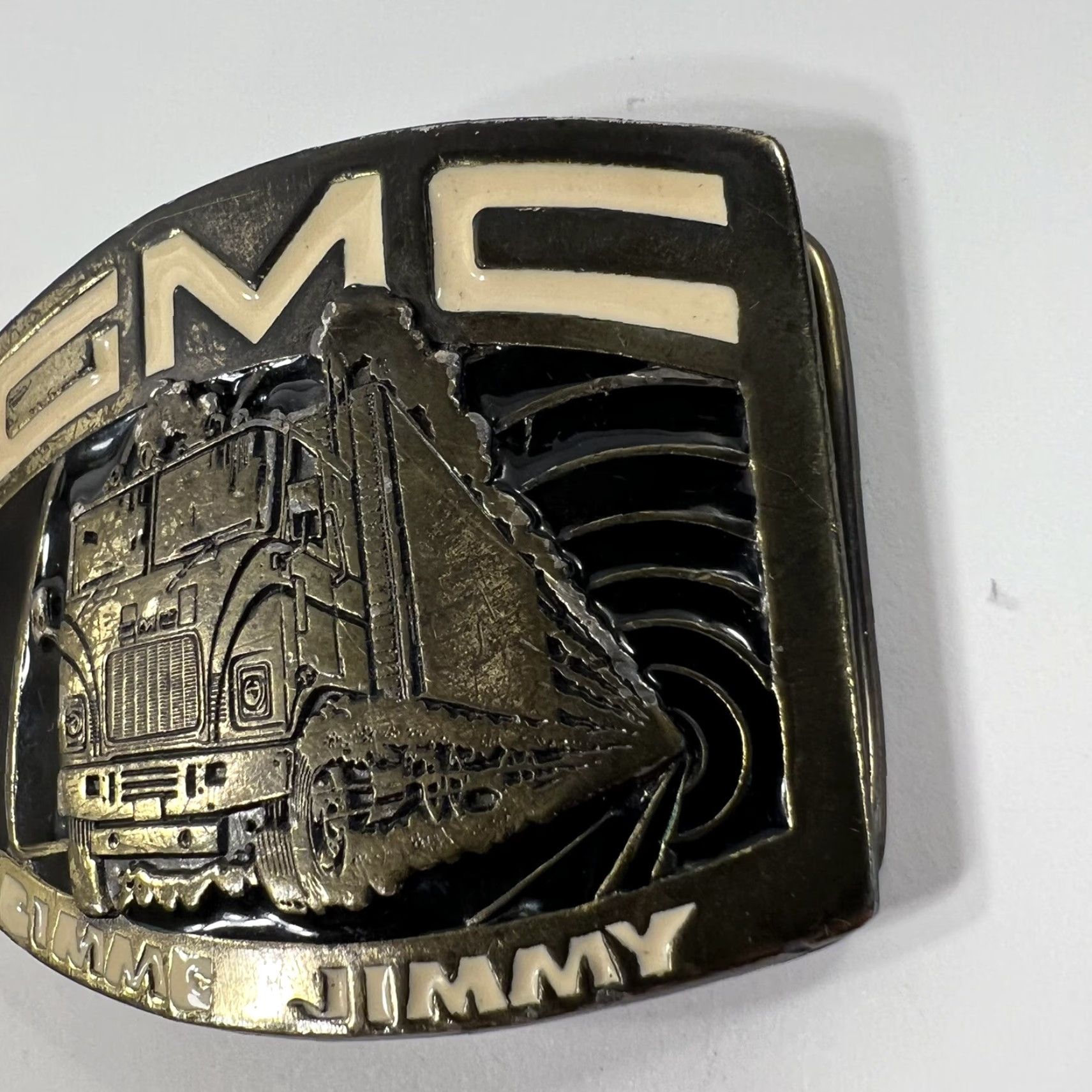 Vintage VINTAGE GMC Belt Buckle Men’s 1970s Bronze Pewter Semi Truck Collectible USA Size ONE SIZE - 2 Thumbnail
