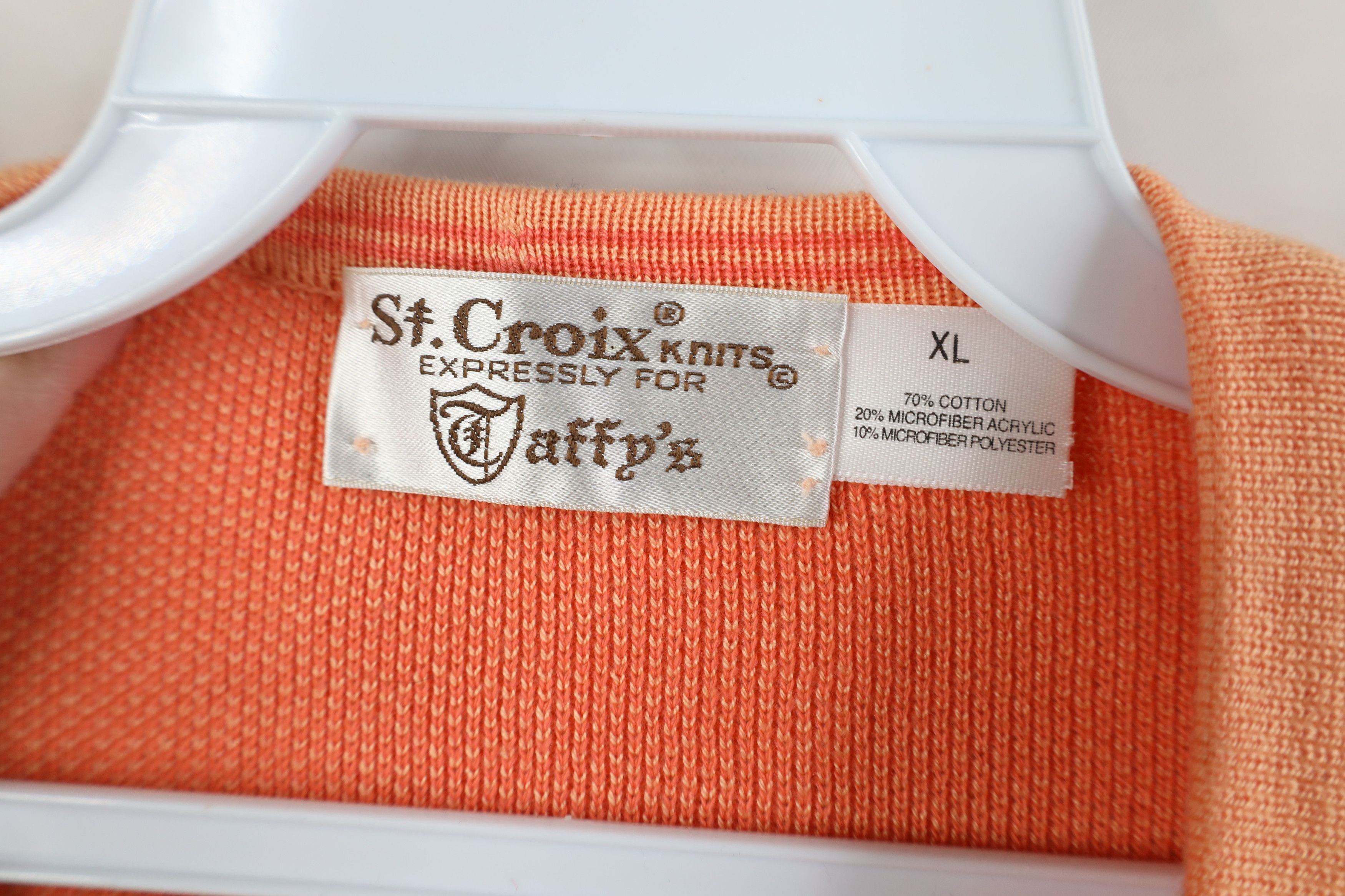 St. Croix Vintage 90s St Croix Knits Knit V-Neck Sweater Orange USA Size US XL / EU 56 / 4 - 4 Thumbnail