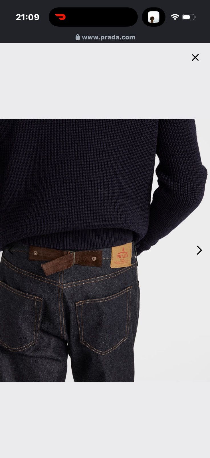 Prada Prada raw denim with leather strip Size US 31 - 6 Thumbnail