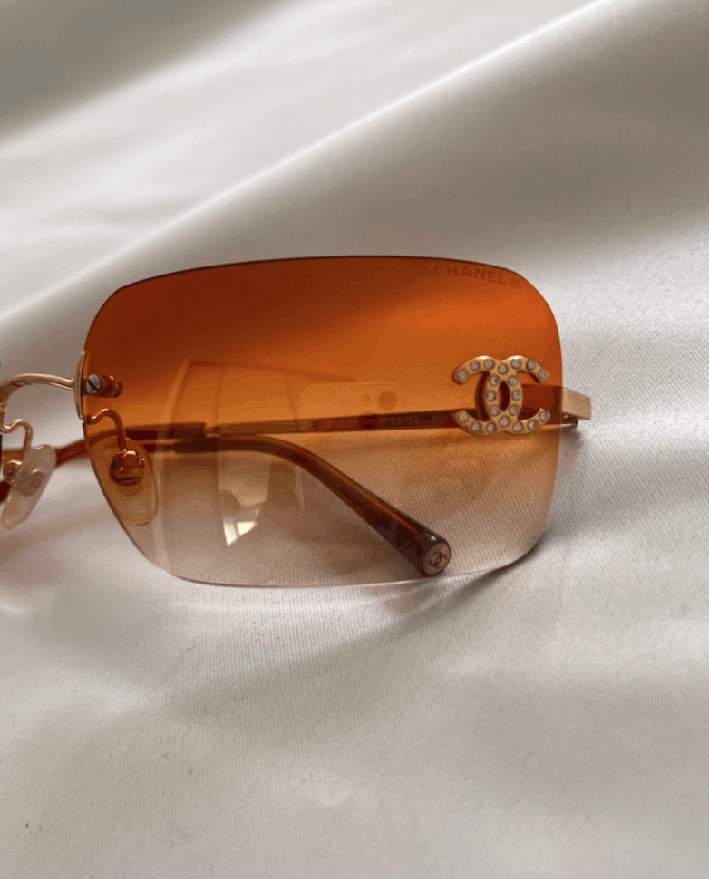 Chanel Chanel Sunglasses 4017-D Rhinestone Logo Rimless Vintage Size ONE SIZE - 5 Thumbnail