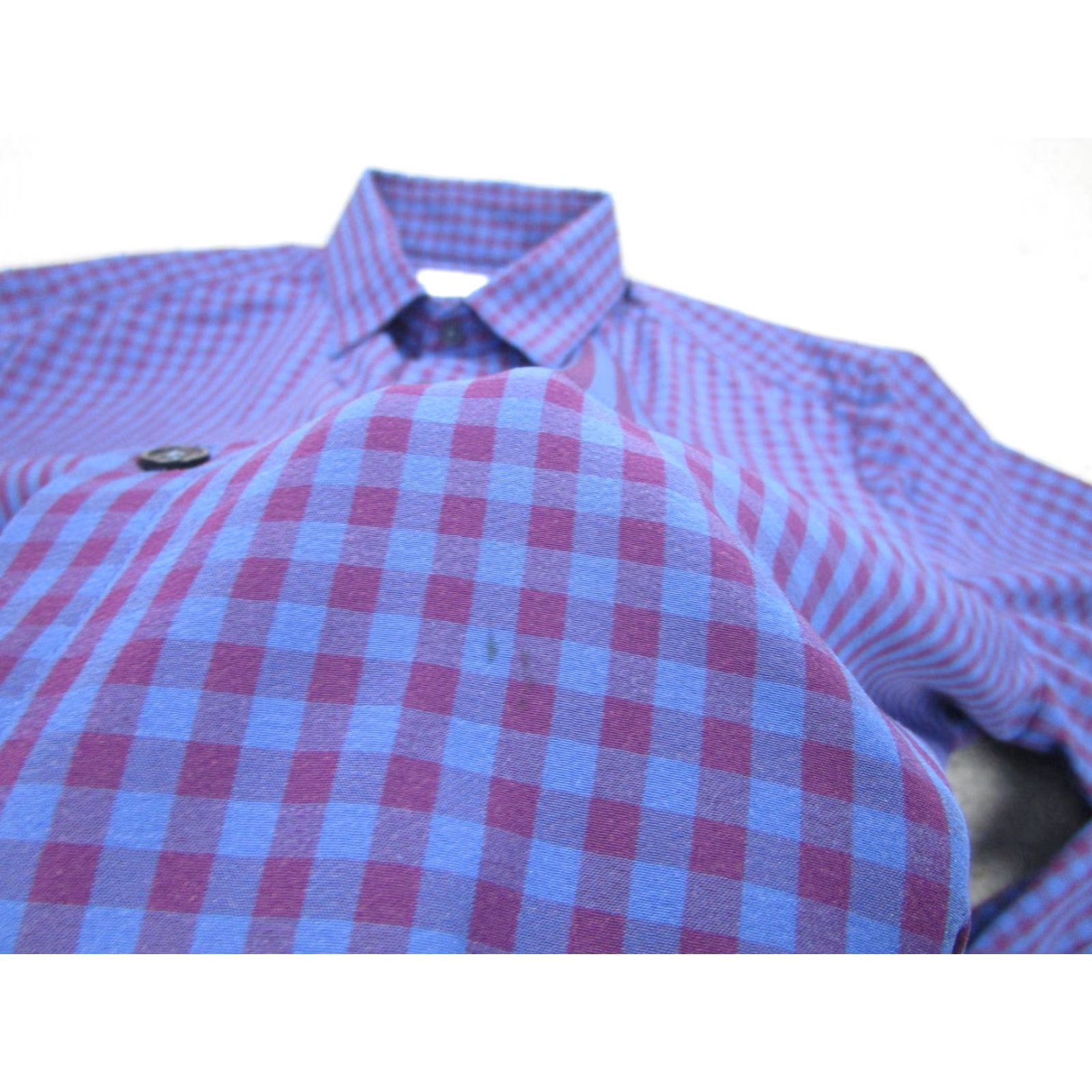Mizzen+Main Mizzen+Main Leeward Shirt Mens Medium Blue Purple Check Dress Shirt Size 40R - 4 Thumbnail