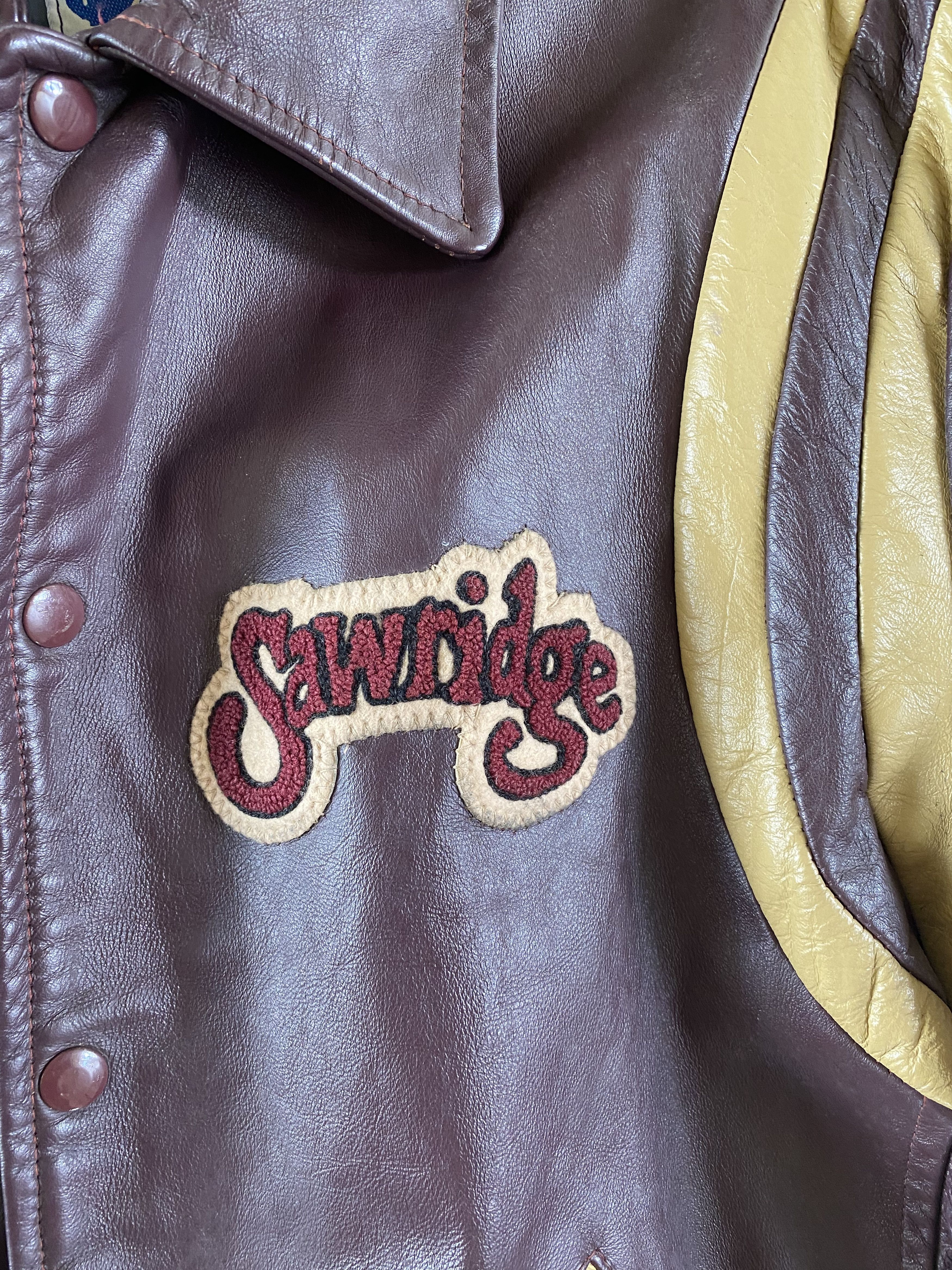 Vintage Vintage rare brown leather varsity jacket Size US M / EU 48-50 / 2 - 4 Thumbnail