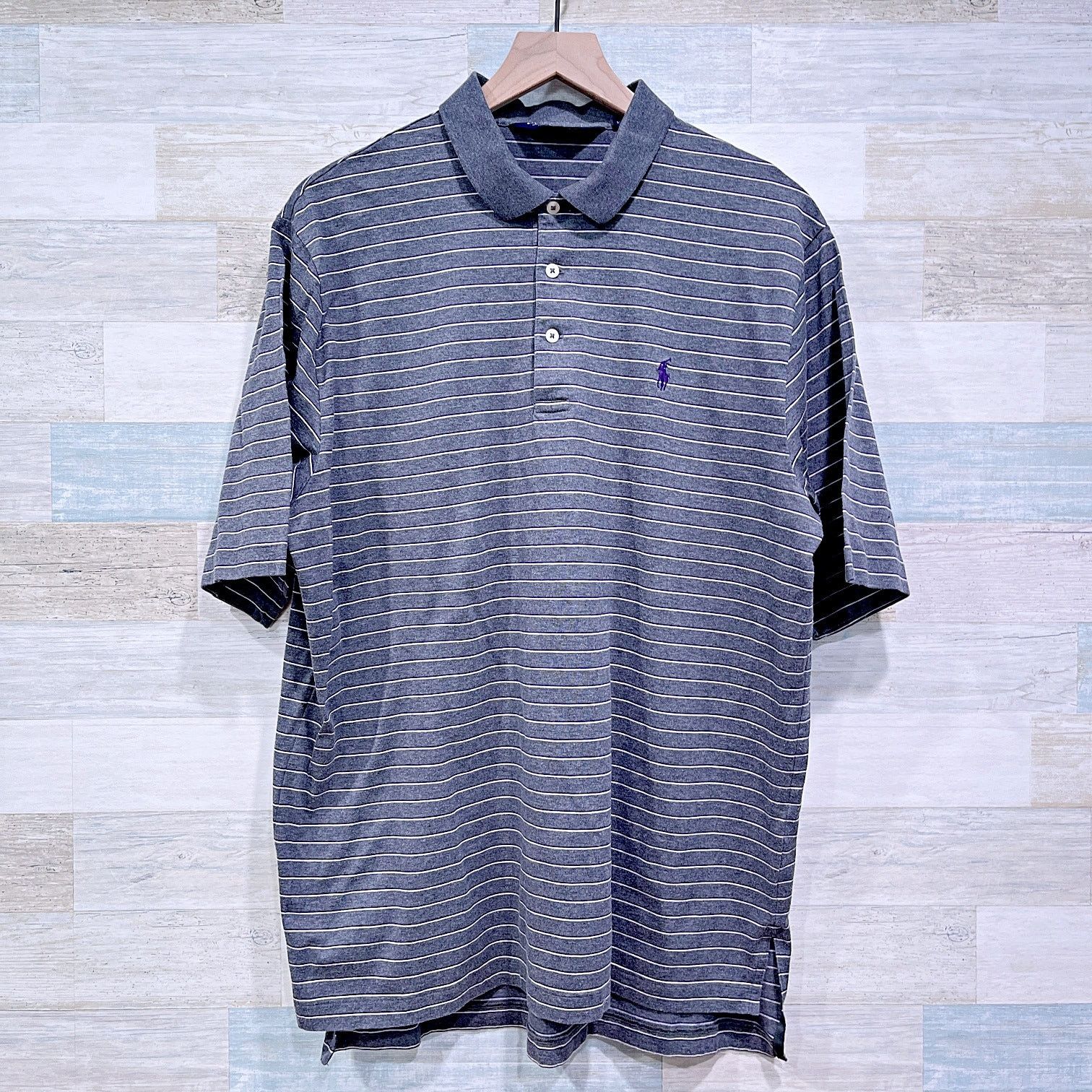 Polo Ralph Lauren × RLX Ralph Lauren × Vintage POLO GOLF Ralph Lauren Pima Cotton Polo Gray Stripe Mens L Size US L / EU 52-54 / 3 - 1 Thumbnail